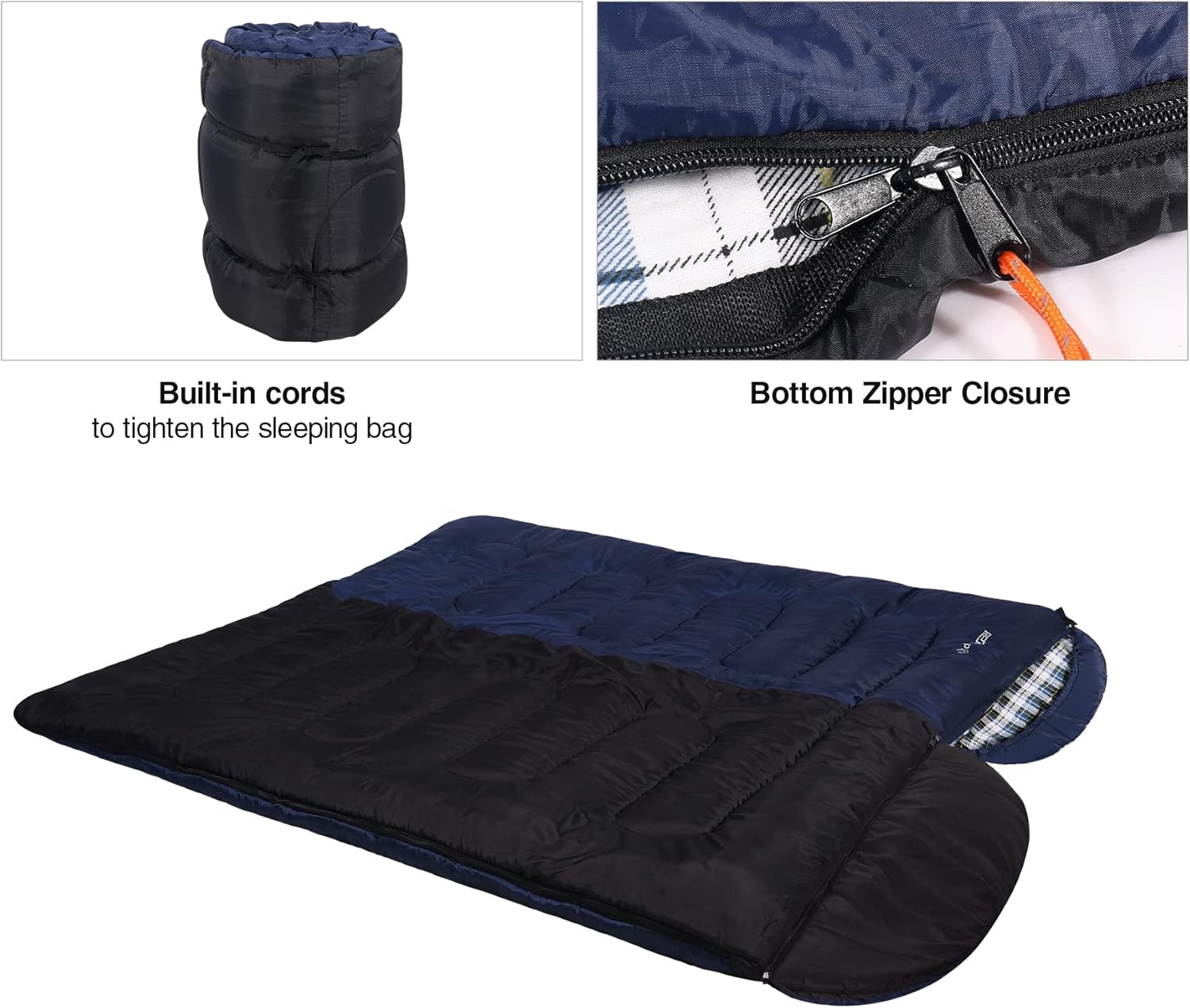 Redcamp Sacco a Pelo XL Caldo in Cotone, Blu Marino - immagine 5