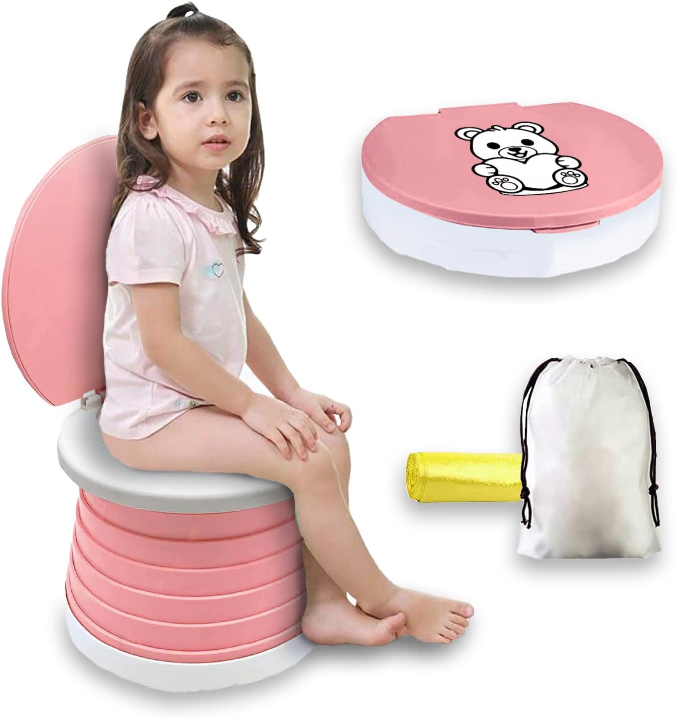 POTTY Vasino Portatile da Viaggio Pieghevole, Rosa - immagine 1