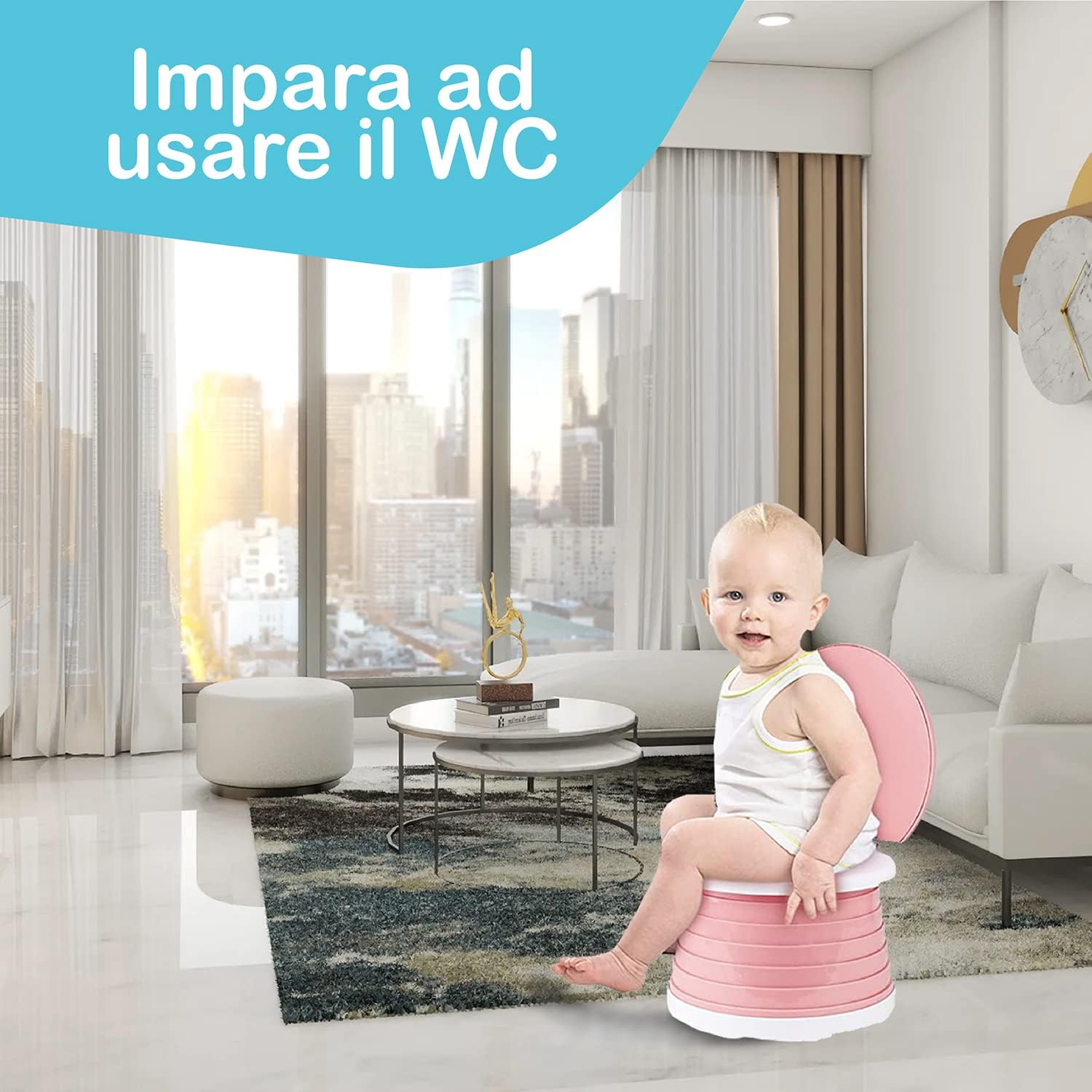 POTTY Vasino Portatile da Viaggio Pieghevole, Rosa - immagine 7