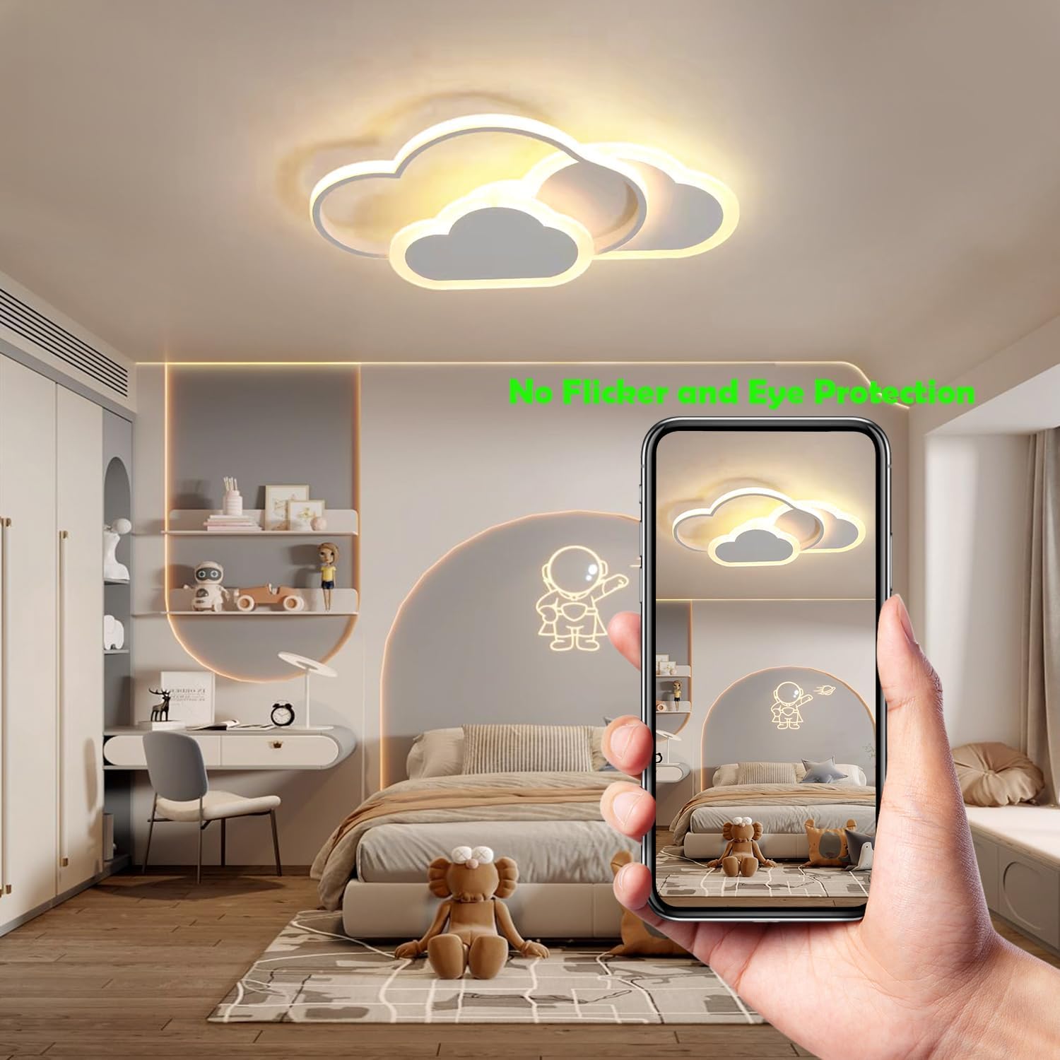 Plafoniera LED Soffitto Cameretta Nuvola 62cm 48W - immagine 3