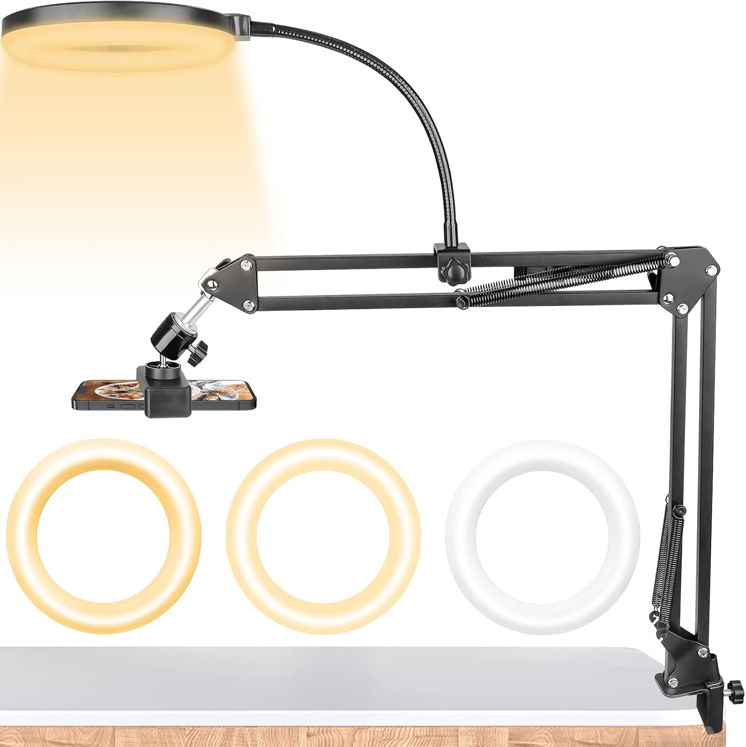 Chromlives - Supporto Telefono con Luce ad Anello e Treppiede - immagine 1