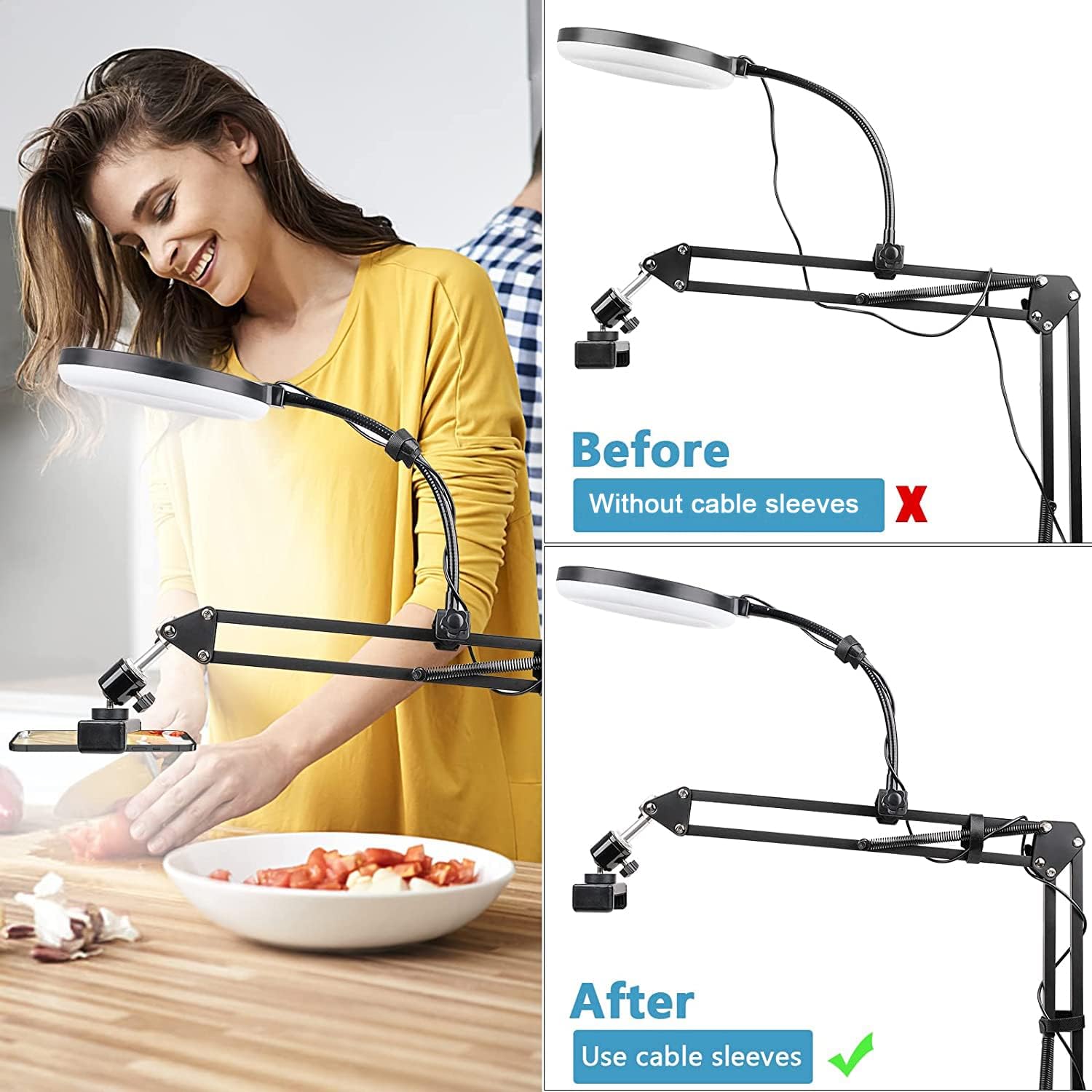 Chromlives - Supporto Telefono con Luce ad Anello e Treppiede - immagine 3