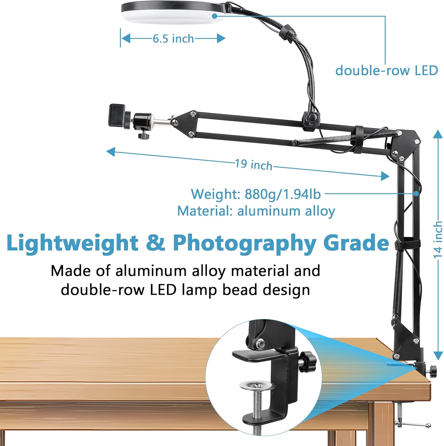 Chromlives - Supporto Telefono con Luce ad Anello e Treppiede - immagine 6