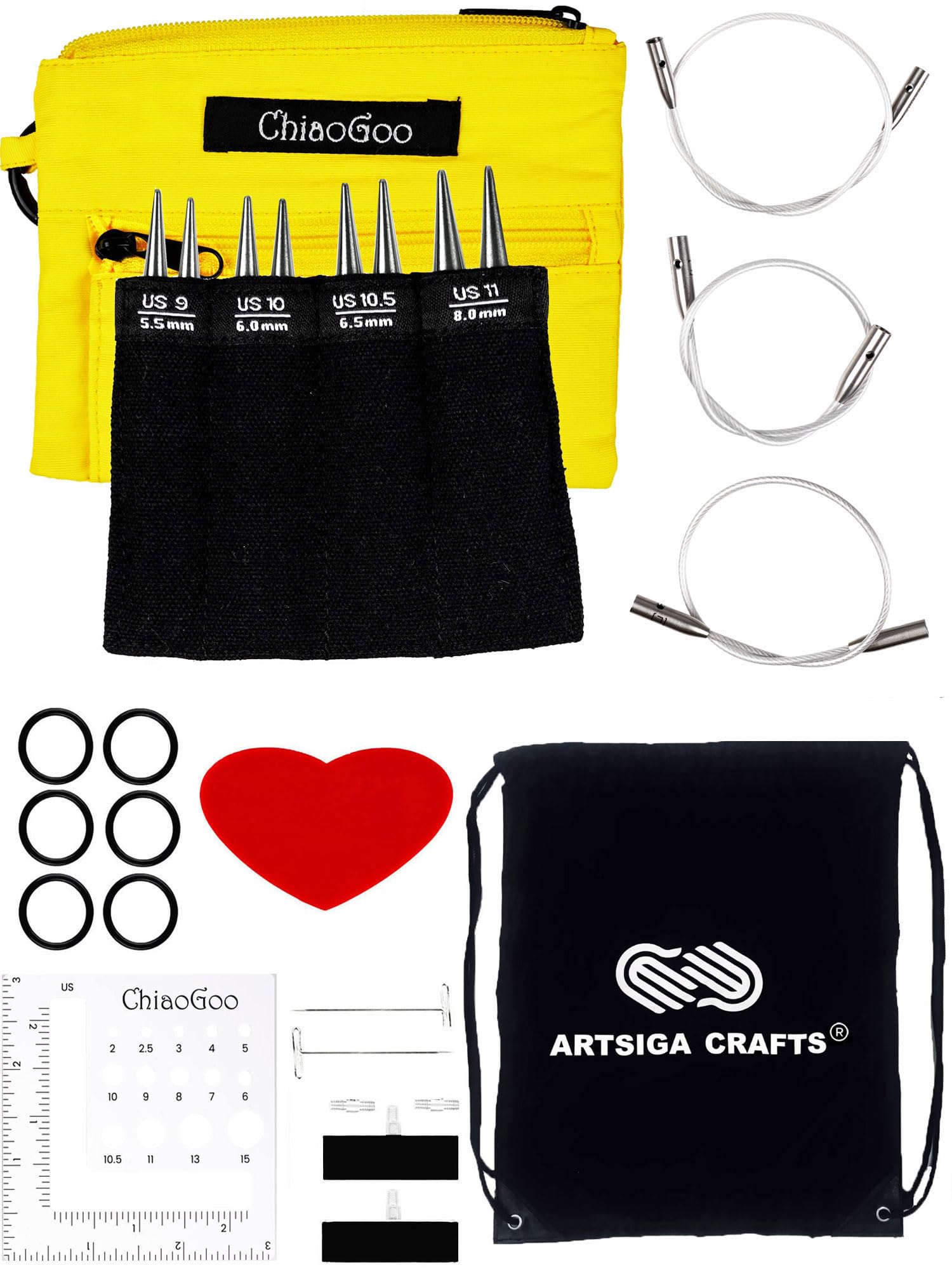 Chiaogoo Twist Red Lace Shorties 7230-L - Set Ferri da Maglia