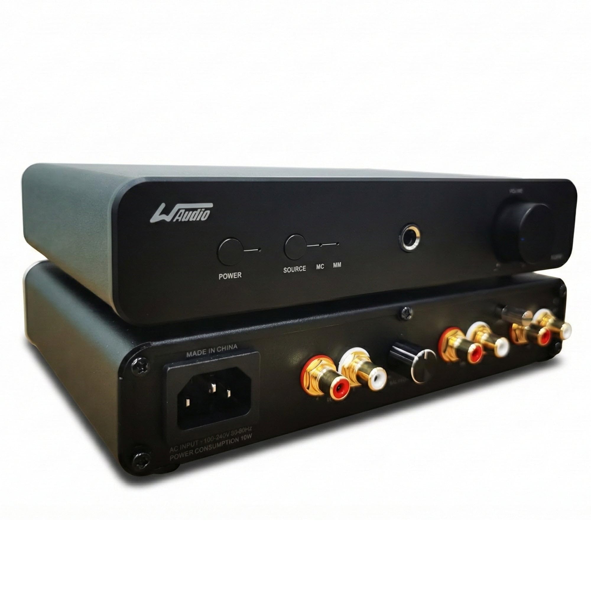 WAudio Preamplificatore Phono ad alta fedeltà per giradischi MM/MC (nero)