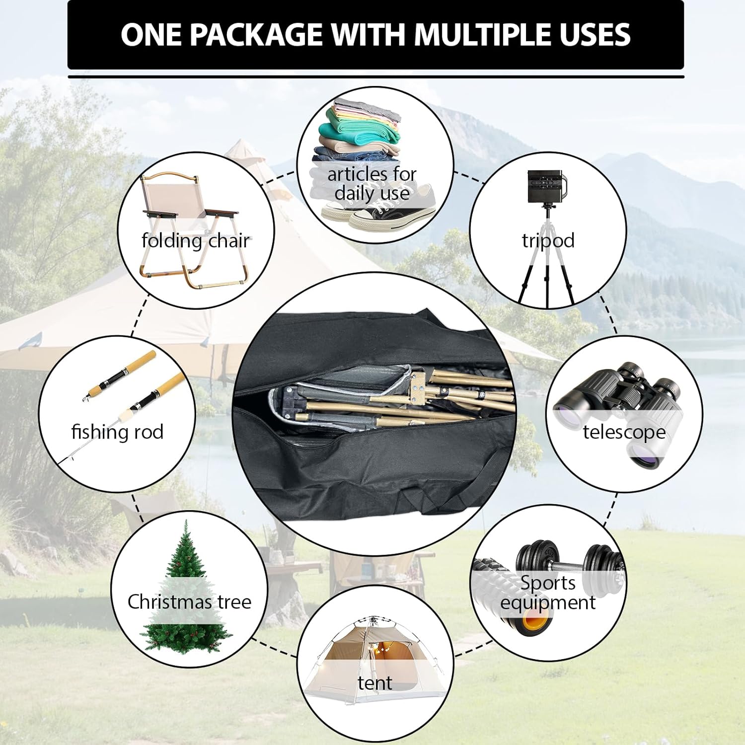 CISSIYOG Borsa Portatile per Tenda 210 cm - immagine 3