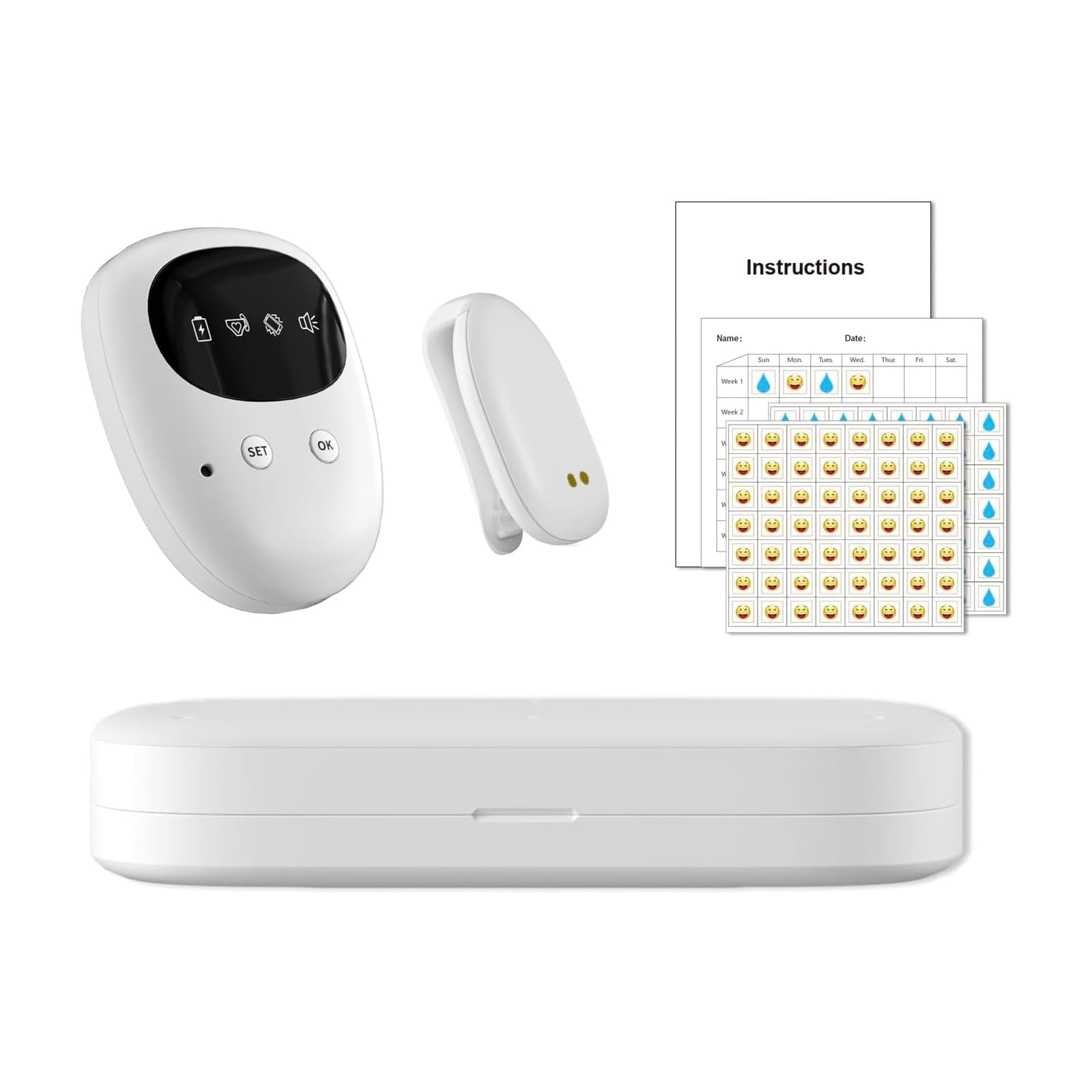 FENCY Allarme wireless per bambini e bambine, ricaricabile USB, 3 modalità di lavoro, allarme Pee per bambini, bianco