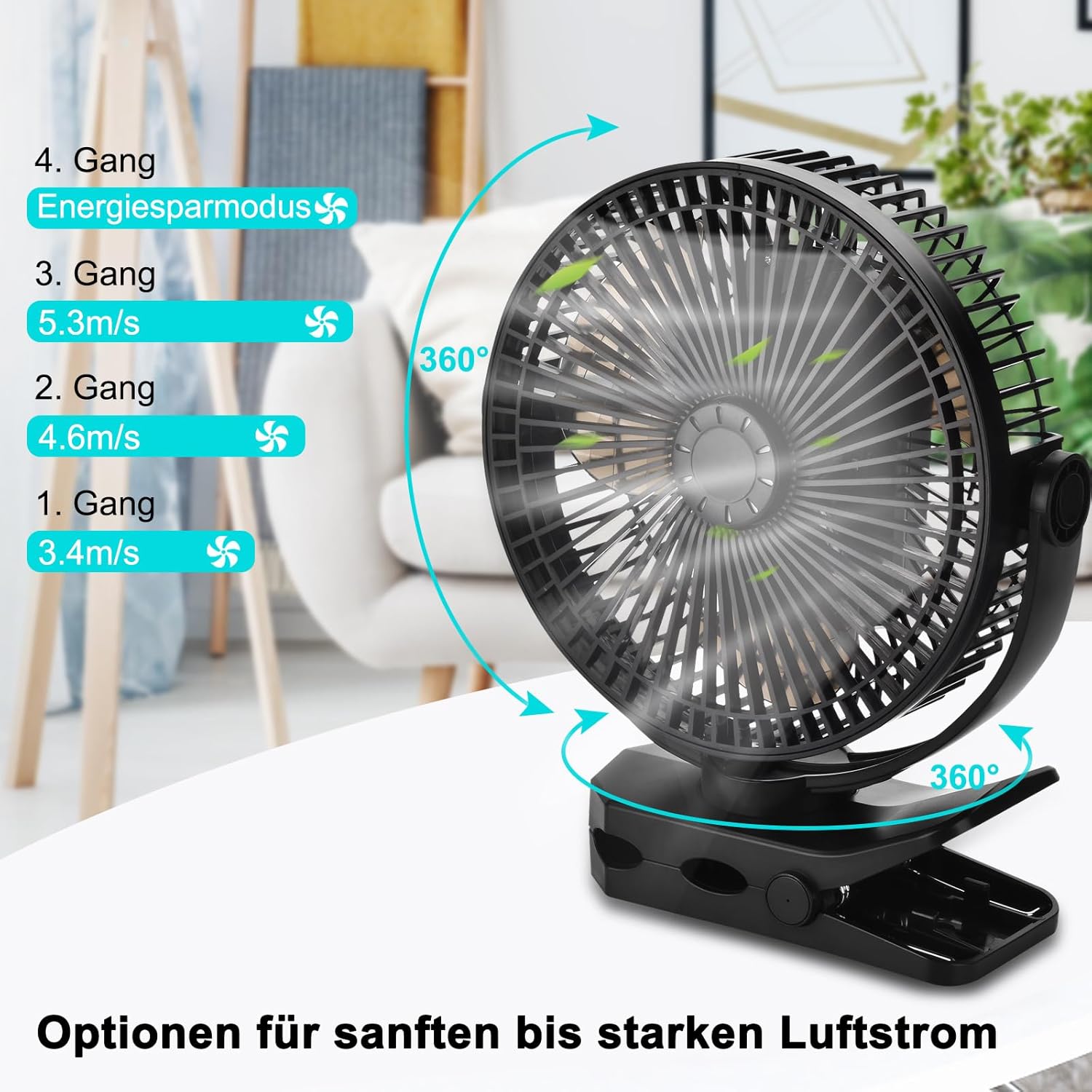 Gobrillfun Ventilatore a Clip 12000 mAh con Telecomando - immagine 2