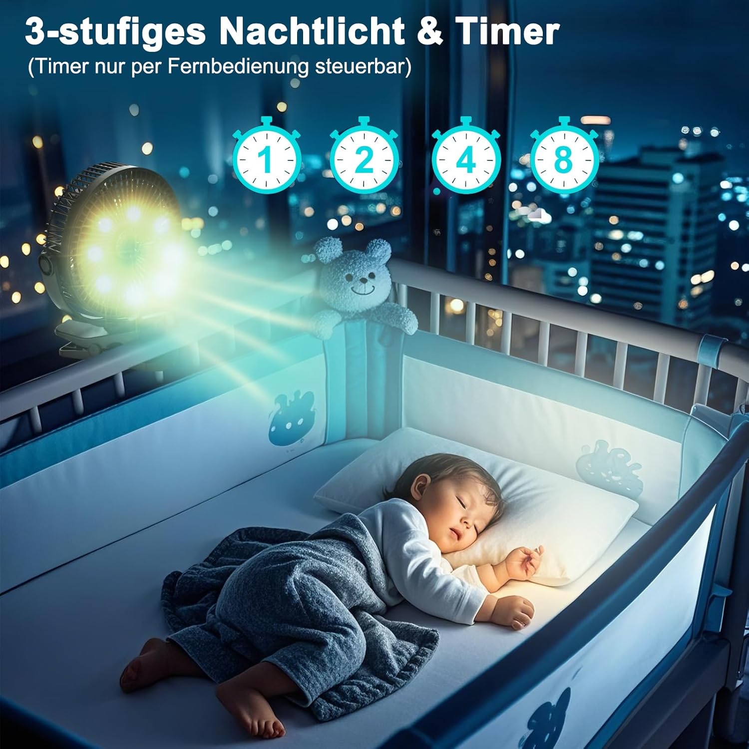 Gobrillfun Ventilatore a Clip 12000 mAh con Telecomando - immagine 5