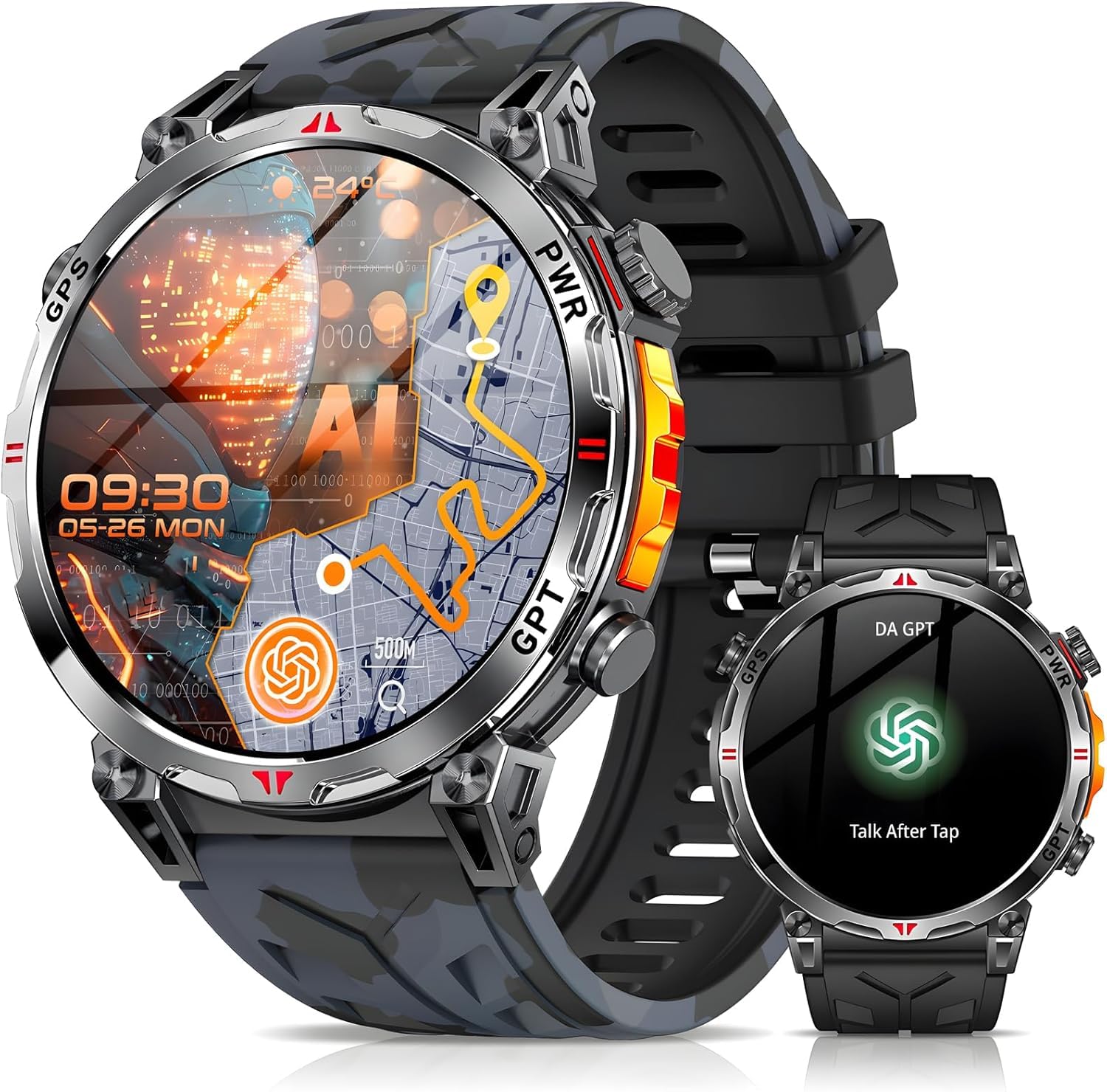 Orologio Smart Militare con GPS/Bussola, Nero