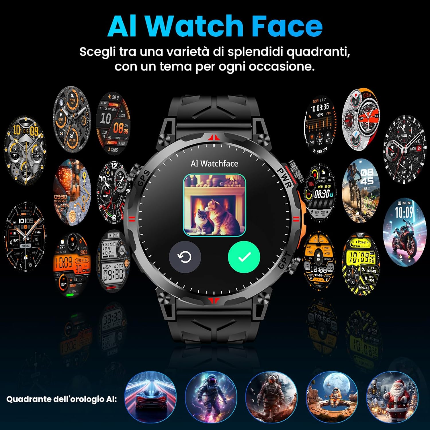 Orologio Smart Militare con GPS/Bussola, Nero - immagine 5