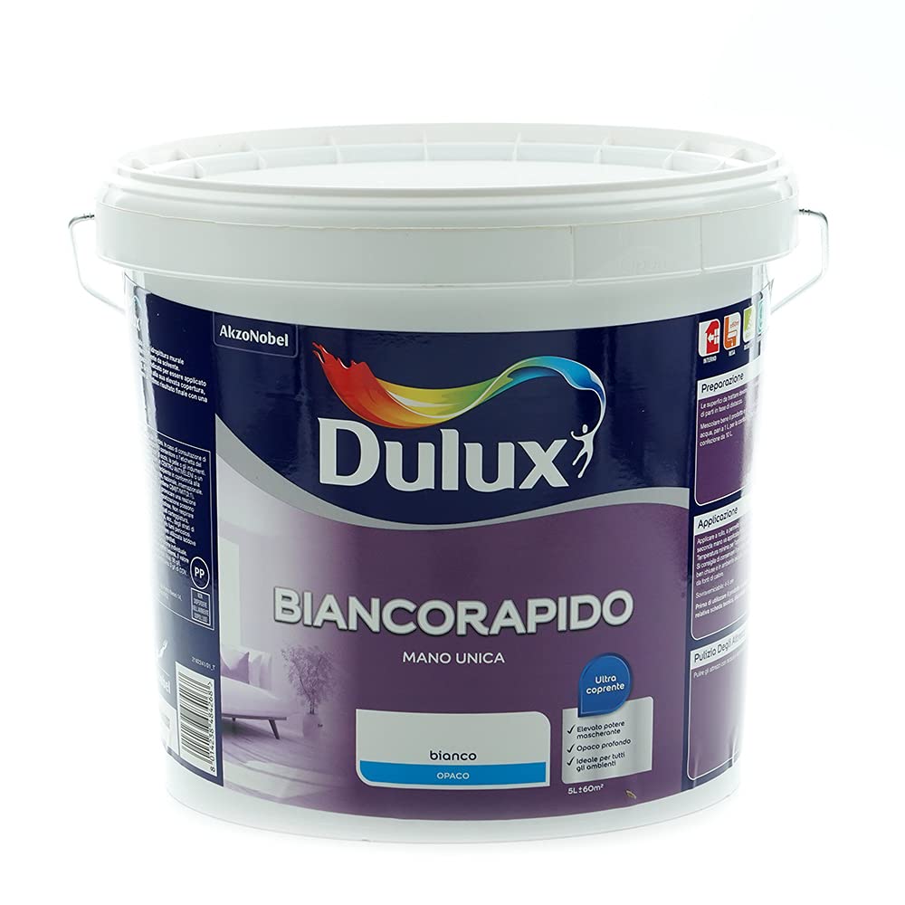 Dulux Biancorapido Pittura Interni a Mano Unica 5 Litri