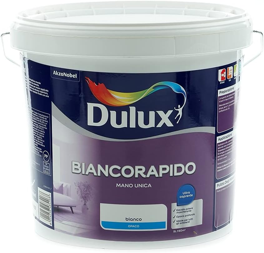 Dulux Biancorapido Pittura Interni a Mano Unica 5 Litri - immagine 1