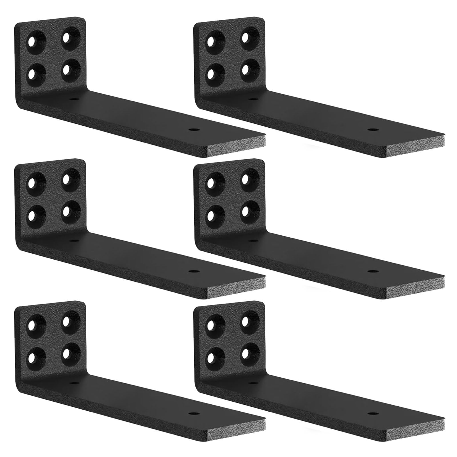MLOQI 6 Pezzi Reggimensola Industrial, Staffe per Mensole Pesanti, Reggi Mensola da Muro, Reggimensola Legno, Supporto Mensola, Staffe a L (Nero 20 cm)
