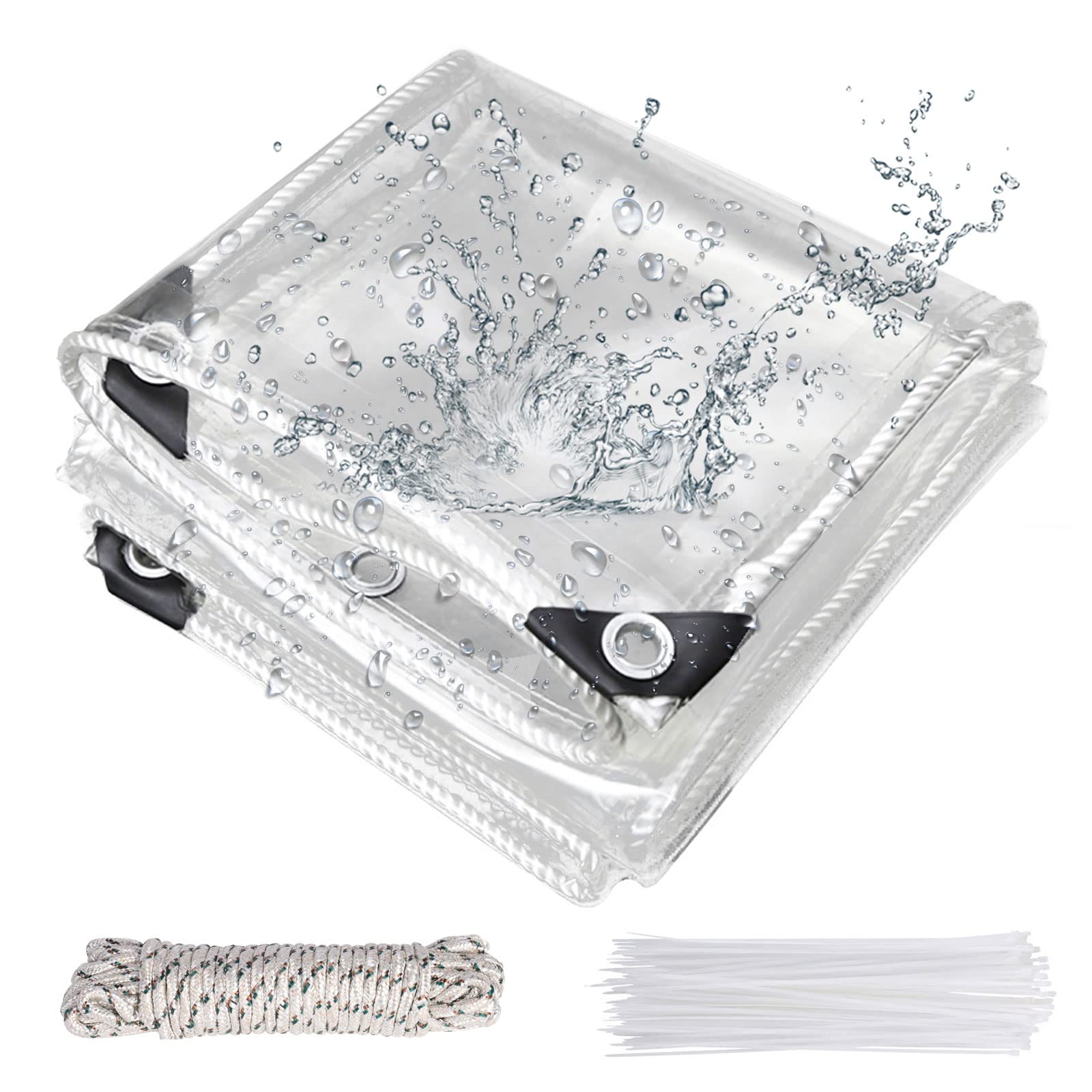 Jianyana Telo Trasparente Occhiellato PVC 3x3m 250 G/M