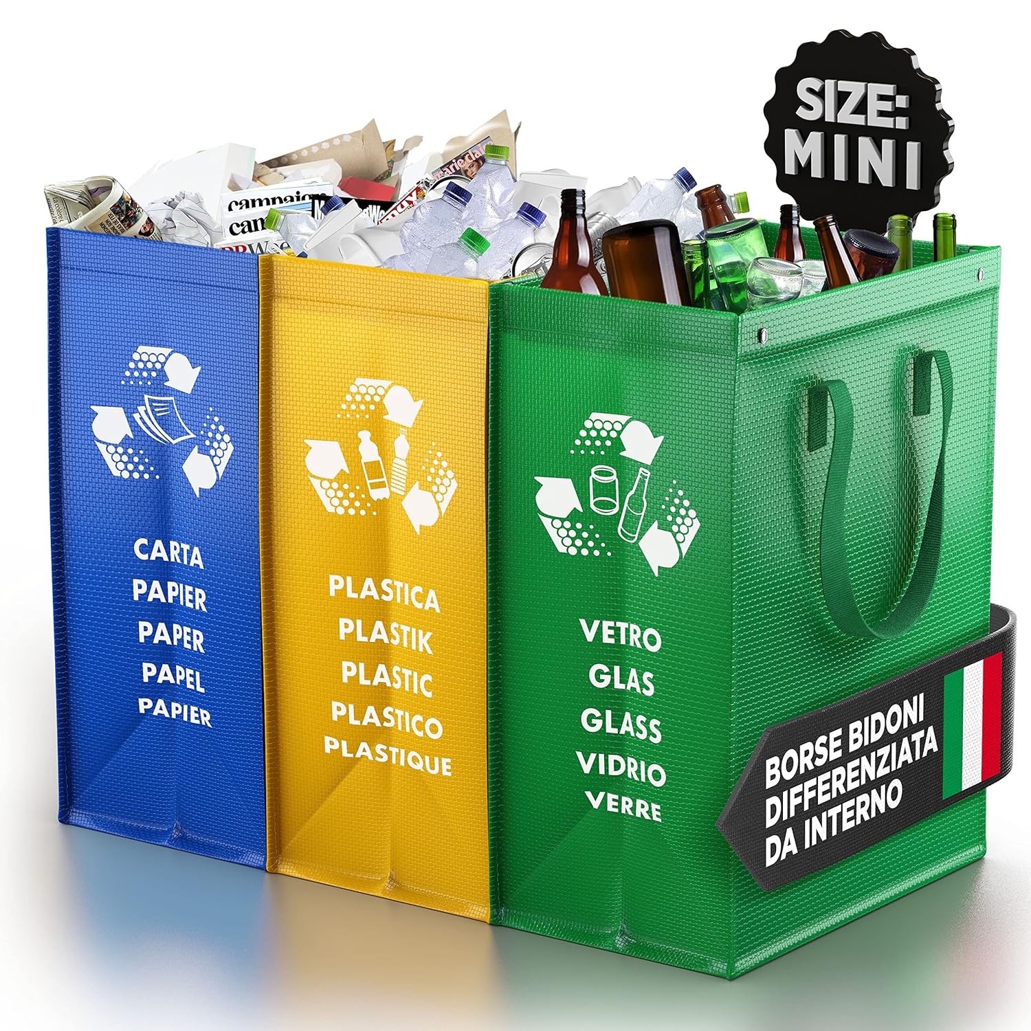 Ptms® Borse Raccolta Differenziata - 3 Bidoni Interno/Esterno - immagine 1