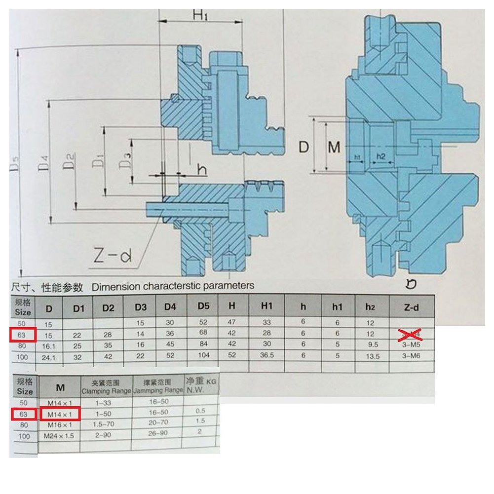 Tornio Chuck K02-63 Autocentrante 4 bracci - immagine 7