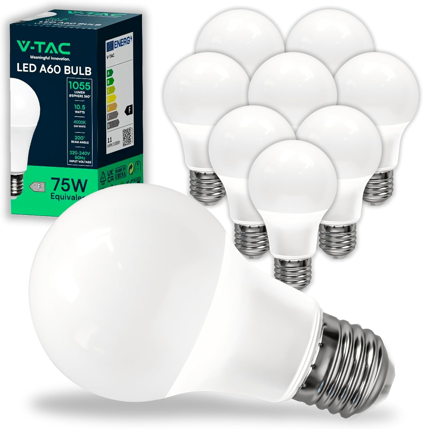 V-tac 10x Lampadine LED A60 E27 10.5W 4000K - immagine 1