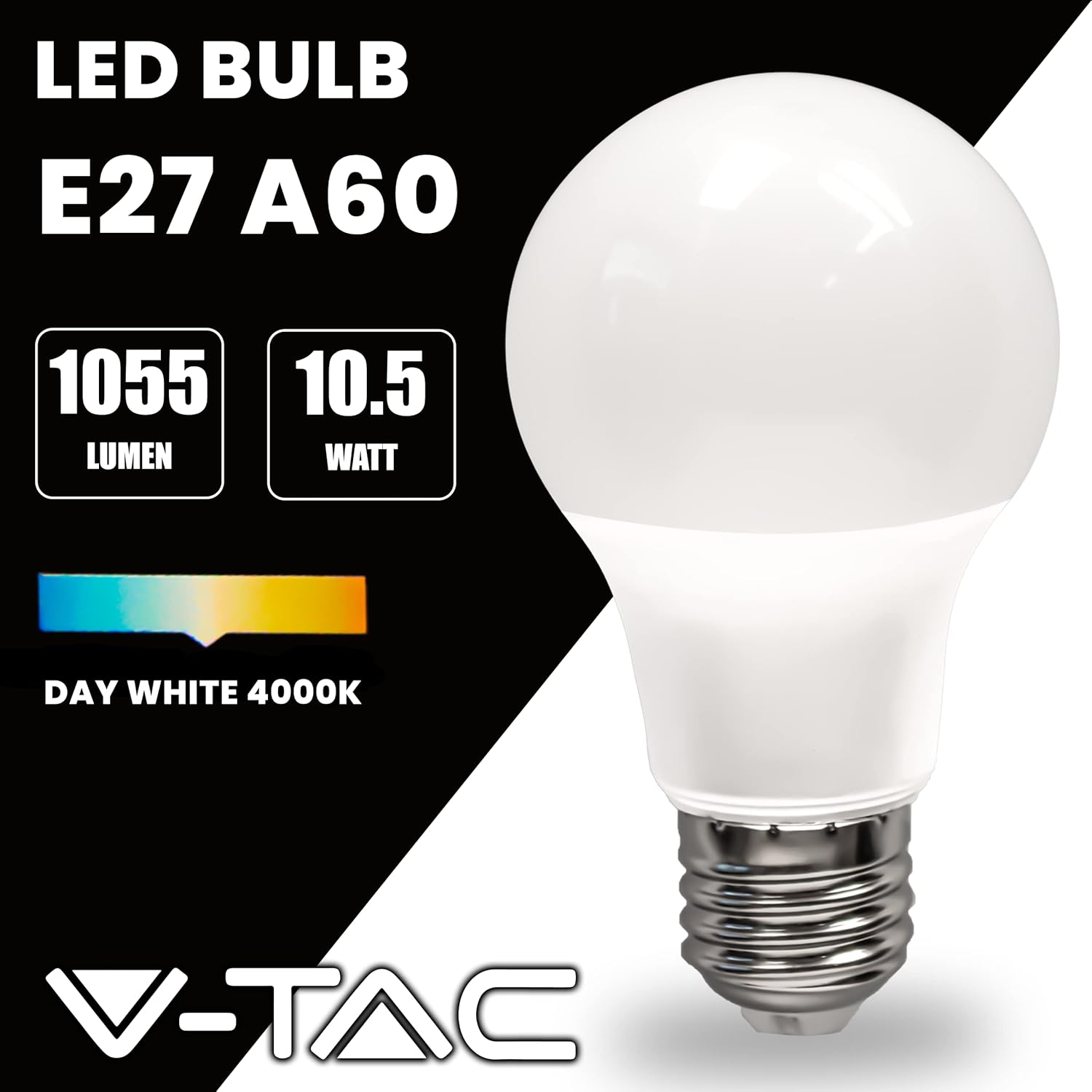 V-tac 10x Lampadine LED A60 E27 10.5W 4000K - immagine 2