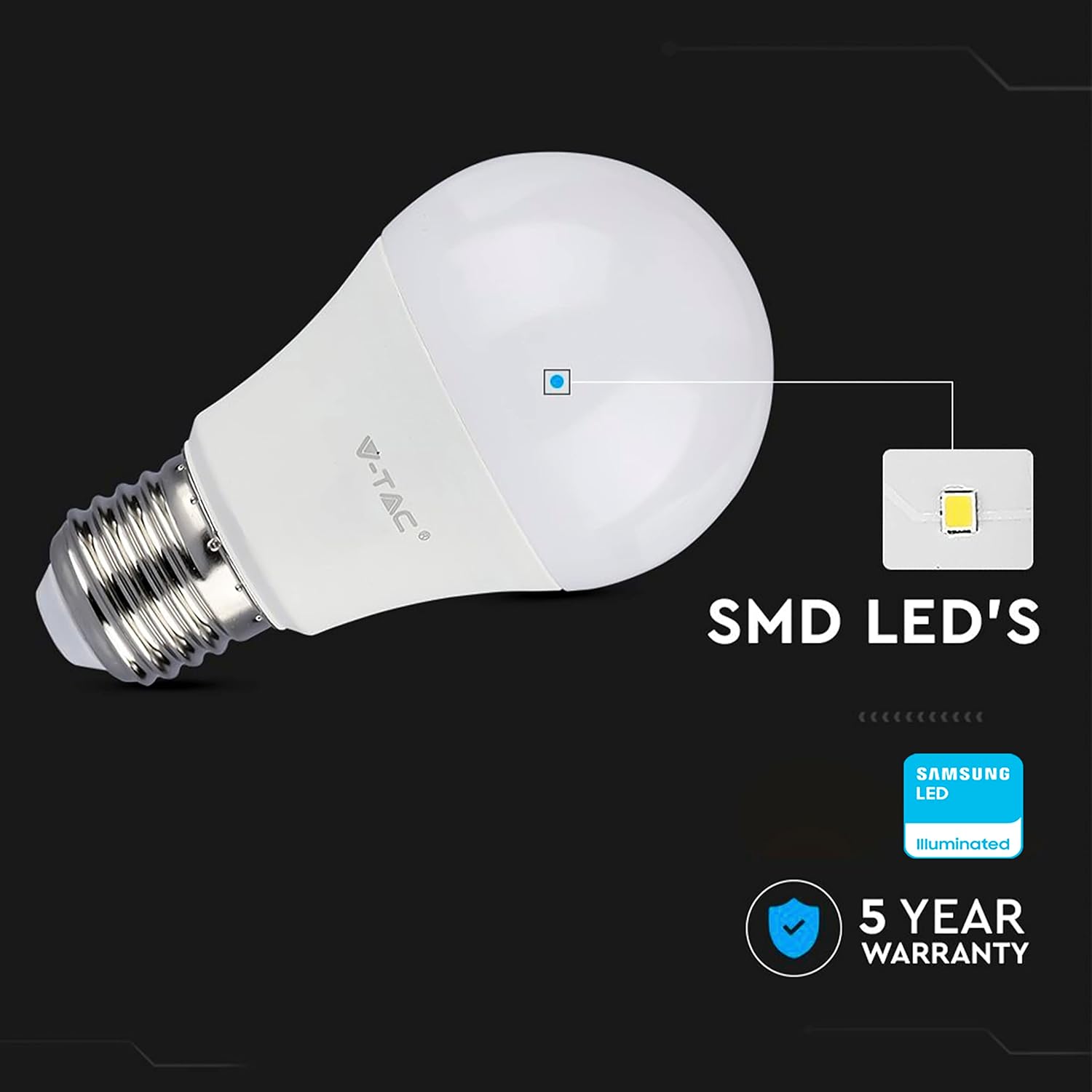 V-tac 10x Lampadine LED A60 E27 10.5W 4000K - immagine 3