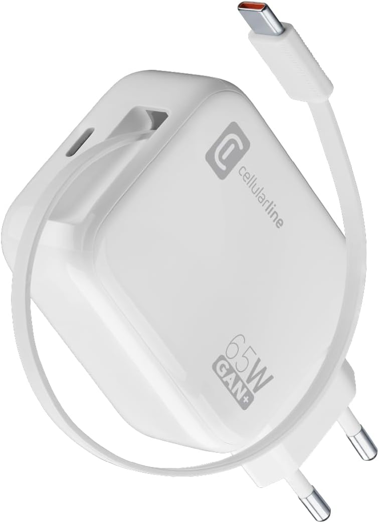 Cellularline Caricabatterie Rete 65W USB-C GaN, Bianco - immagine 1