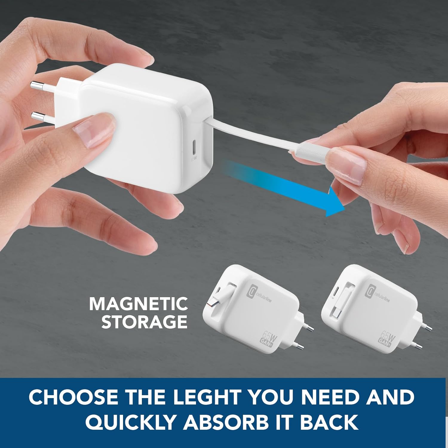 Cellularline Caricabatterie Rete 65W USB-C GaN, Bianco - immagine 4