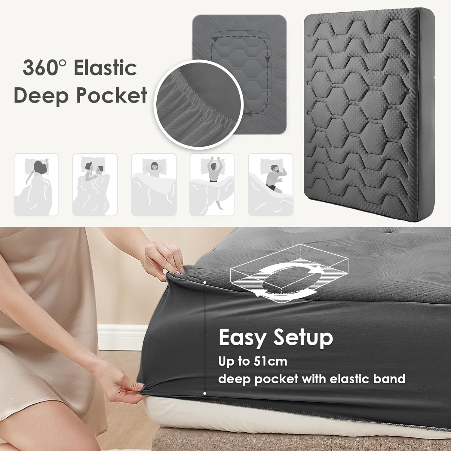 Eheyciga Topper Materasso Memory Foam 150x200 - immagine 4