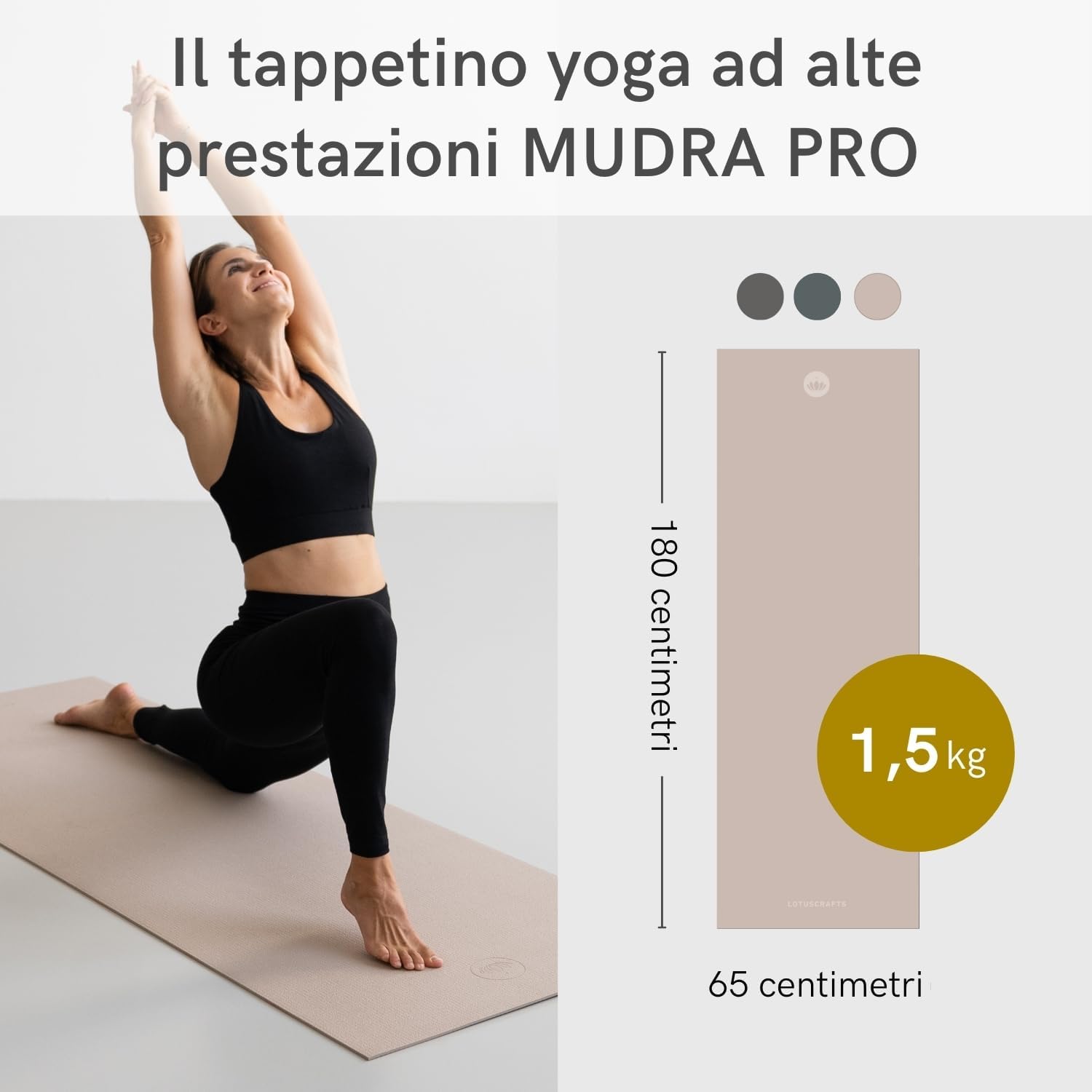 Lotuscrafts Tappetino Yoga Mudra Pro, Made in Germany - immagine 2