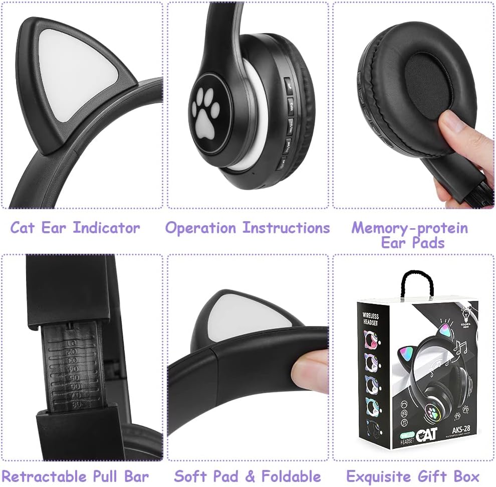 Axfee Cuffie Bluetooth per Bambini con Orecchie di Gatto - immagine 6