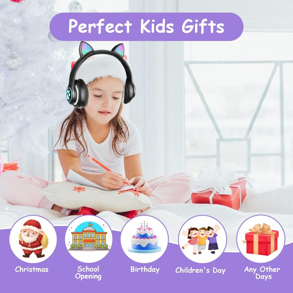 Axfee Cuffie Bluetooth per Bambini con Orecchie di Gatto - immagine 7