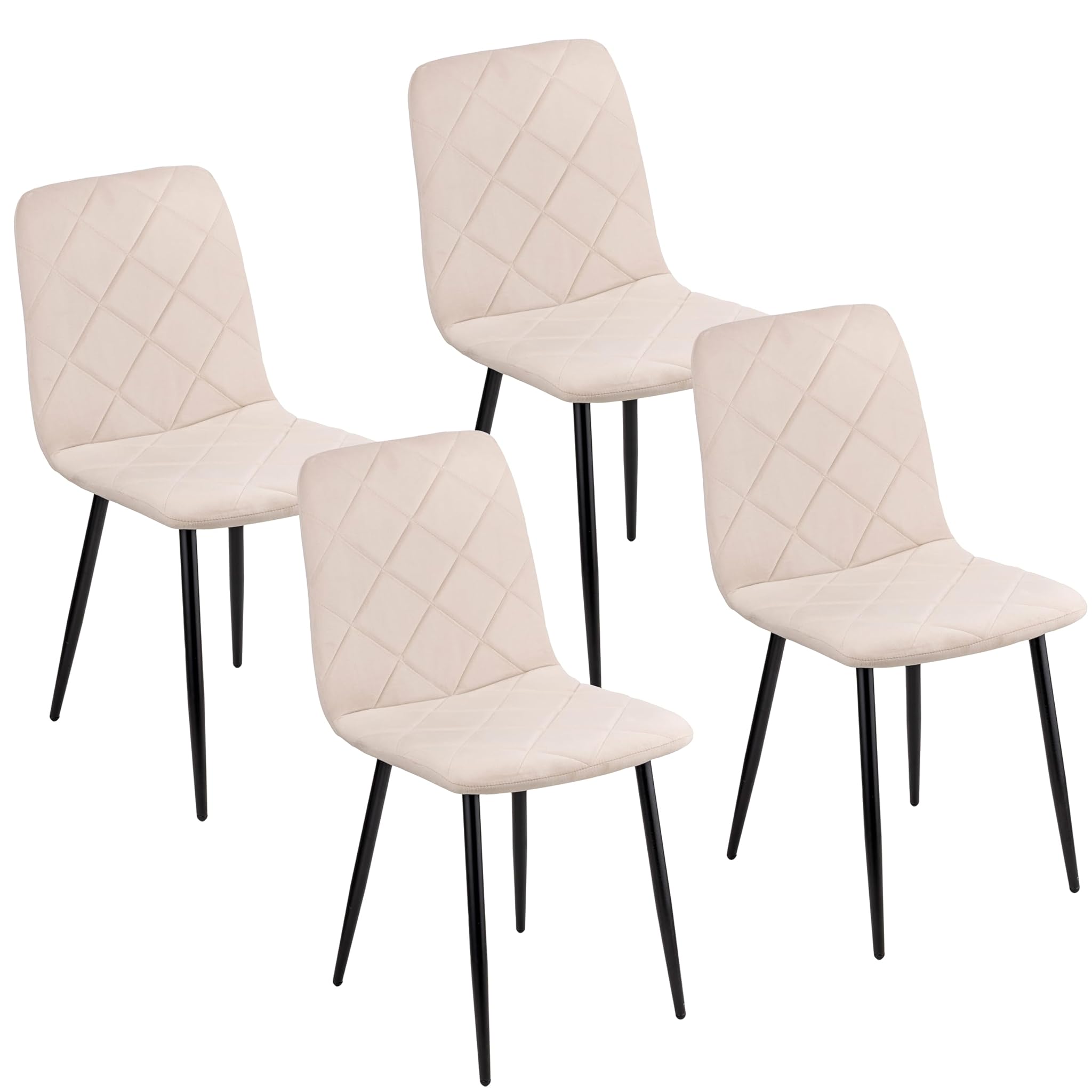 Baroni Home Set 4 Sedie Moderne Velluto, Beige