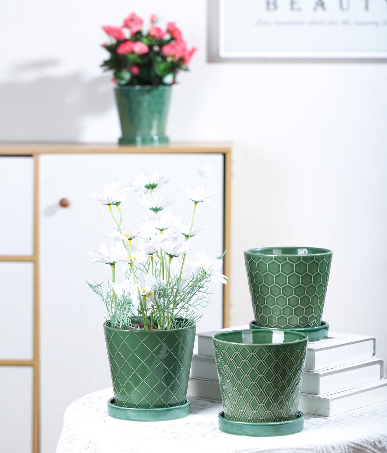 BUYMAX Vasi per Piante da Interni in Ceramica 12,7cm (Set 4) - immagine 3