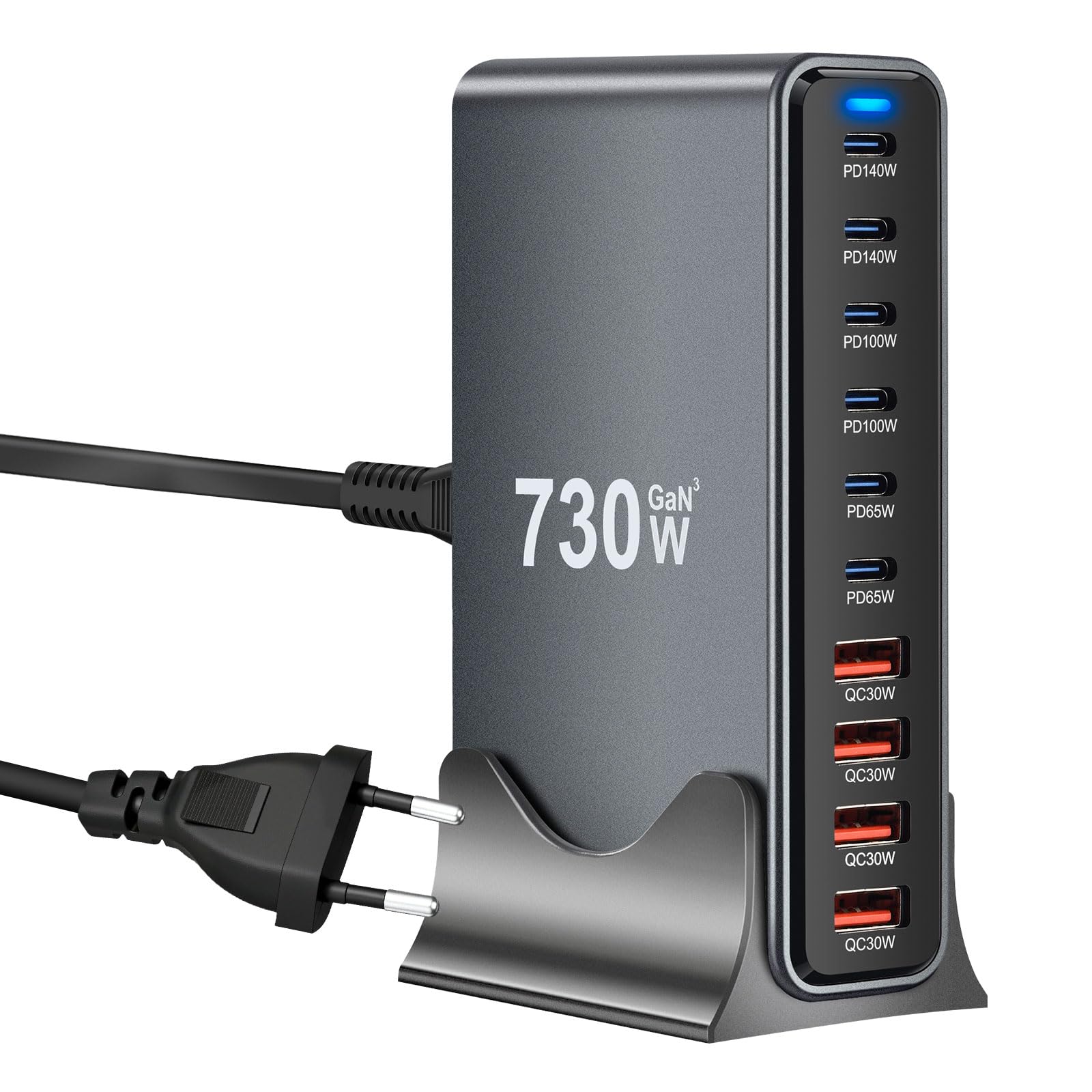 Caricatore USB Multiplo 730W 10 Porte Ricarica Rapida