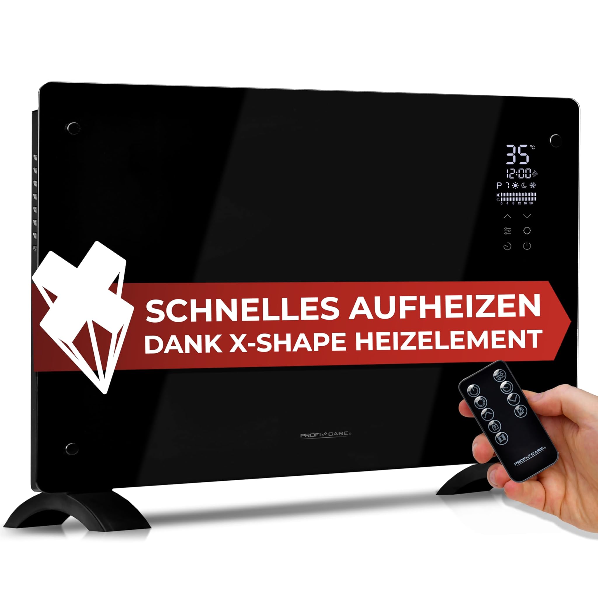 ProfiCare® PC-GKH 3119 - Radiatore Elettrico con Frontale in Vetro