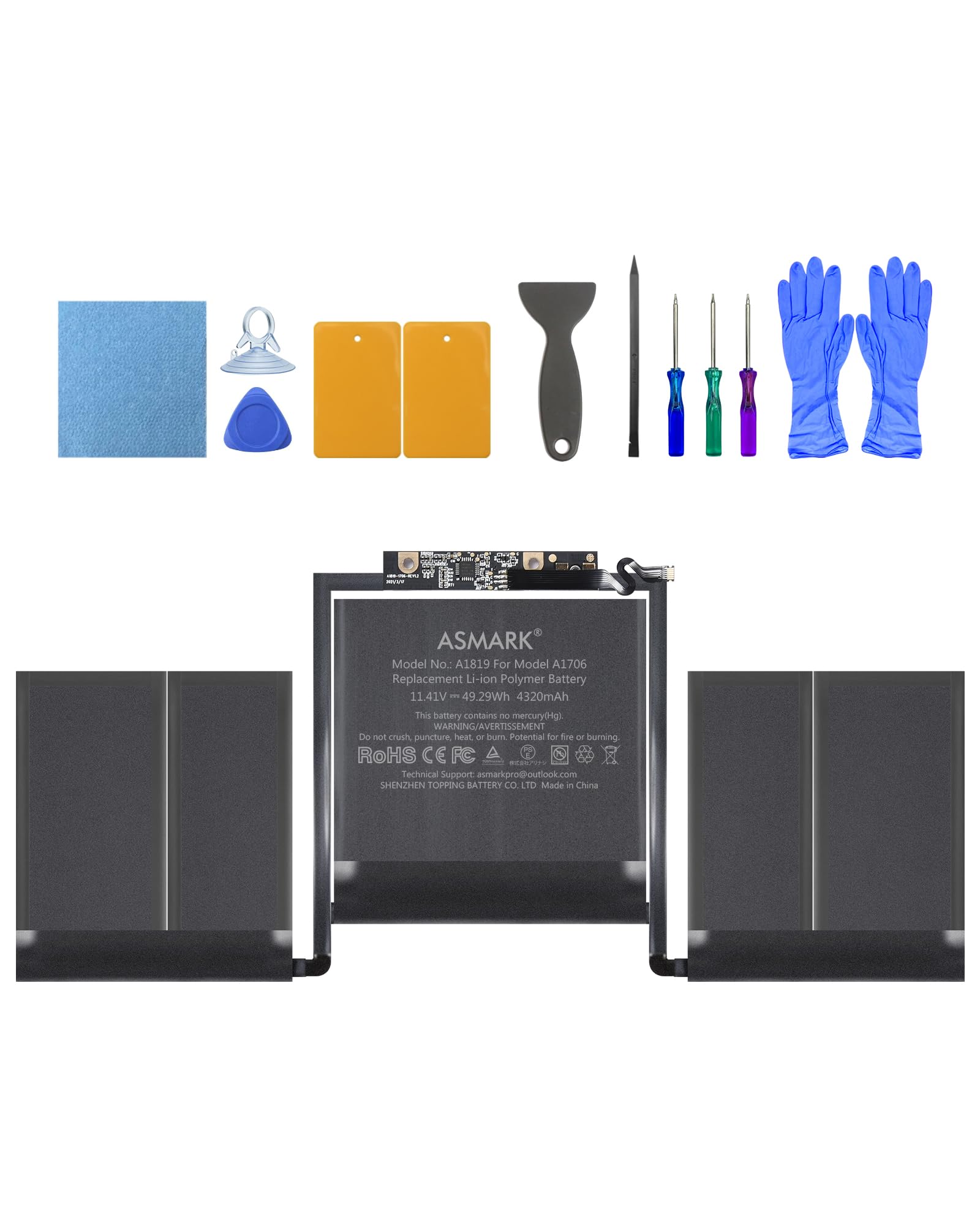 Batteria sostitutiva A1819 per MacBook Pro 13" A1706 (2016, 2017)