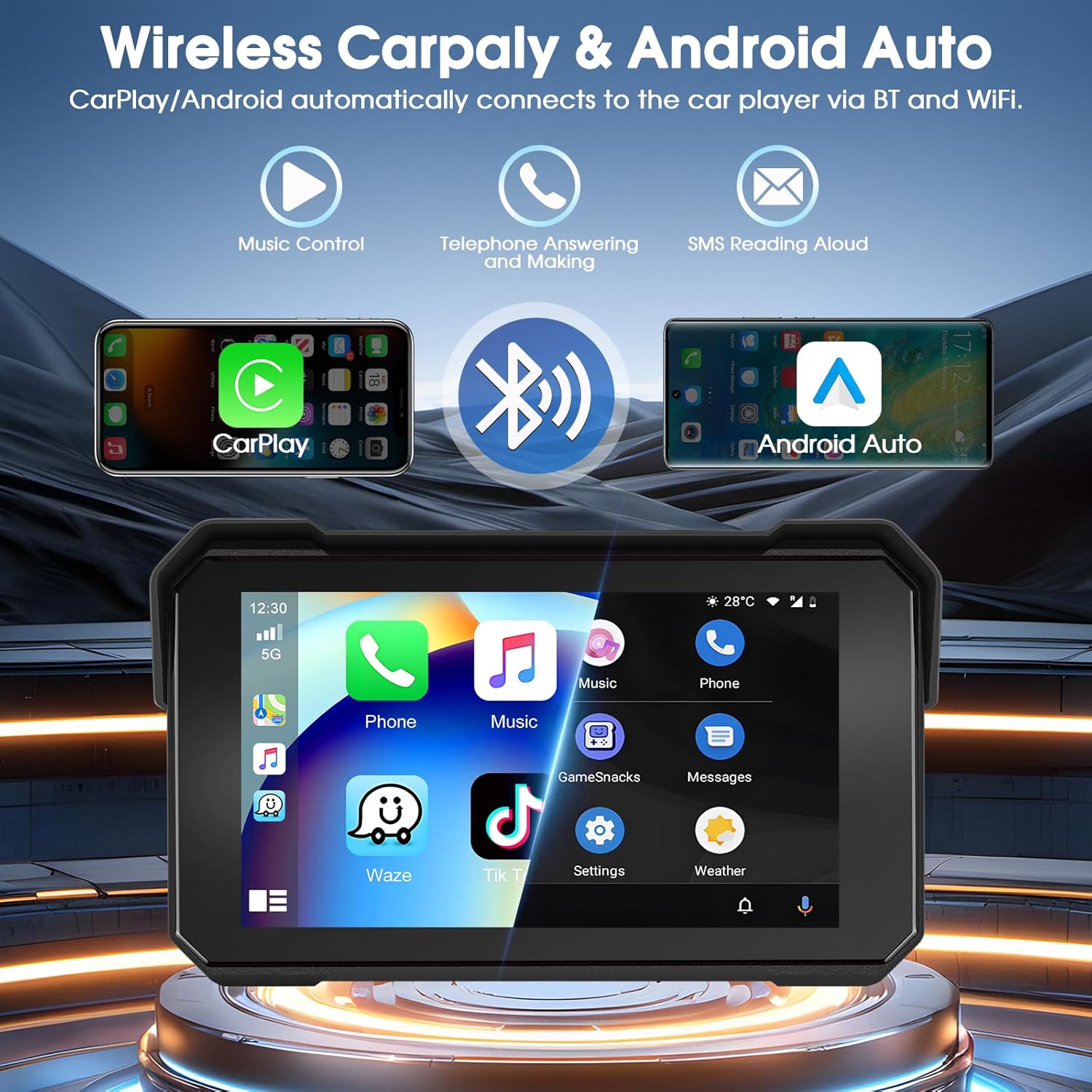 Navigatore Moto con A-pple CarPlay e Android Auto Wireless - immagine 2