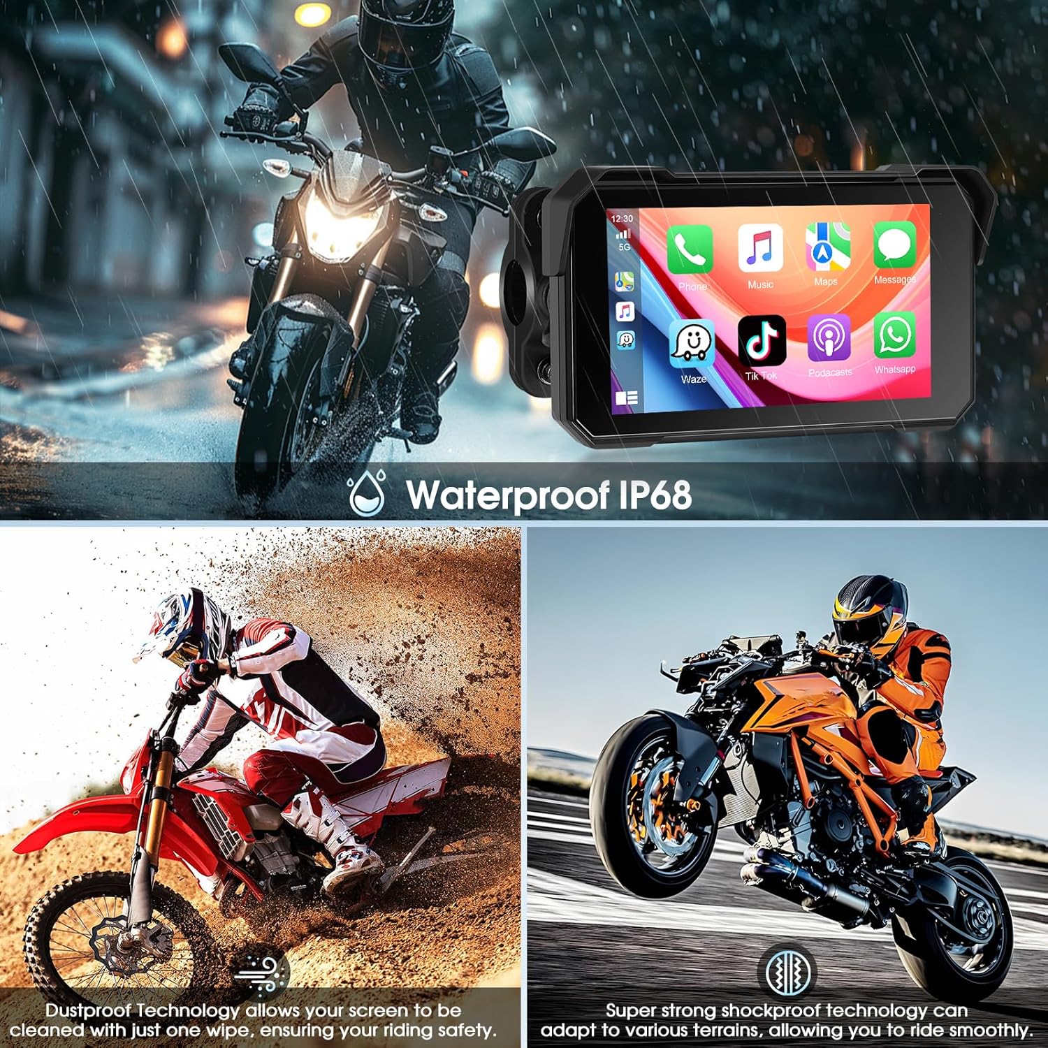 Navigatore Moto con A-pple CarPlay e Android Auto Wireless - immagine 3