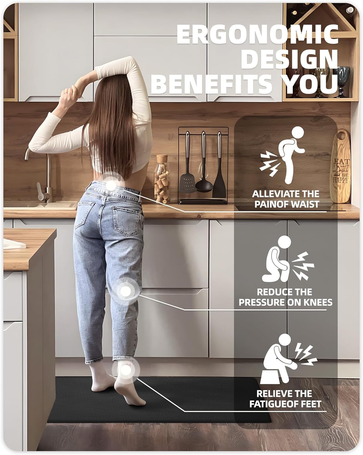 Color G Tappeto Cucina 44x200cm, Nero - immagine 2