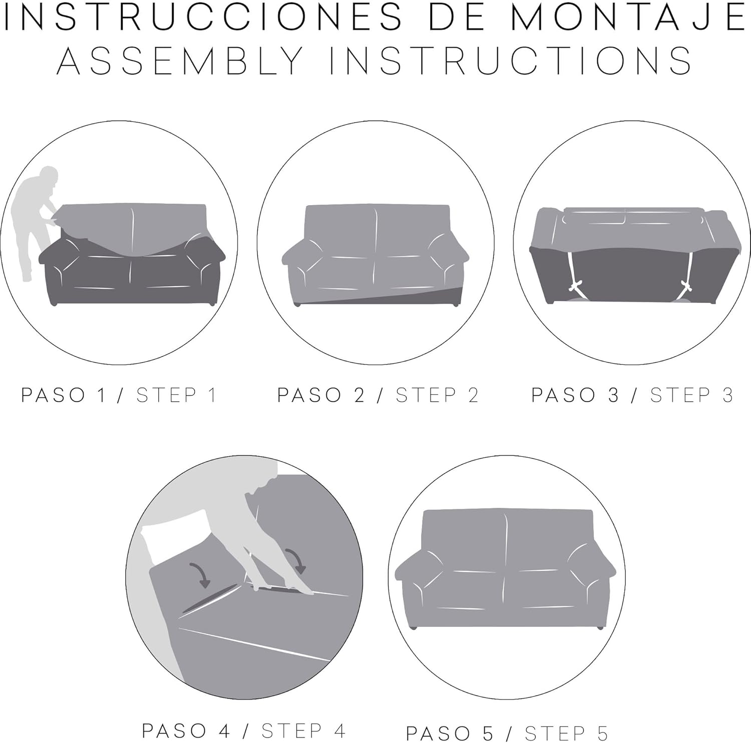 ECOMMERC3 Copridivano Bielastico 4 Posti, Blu - immagine 5