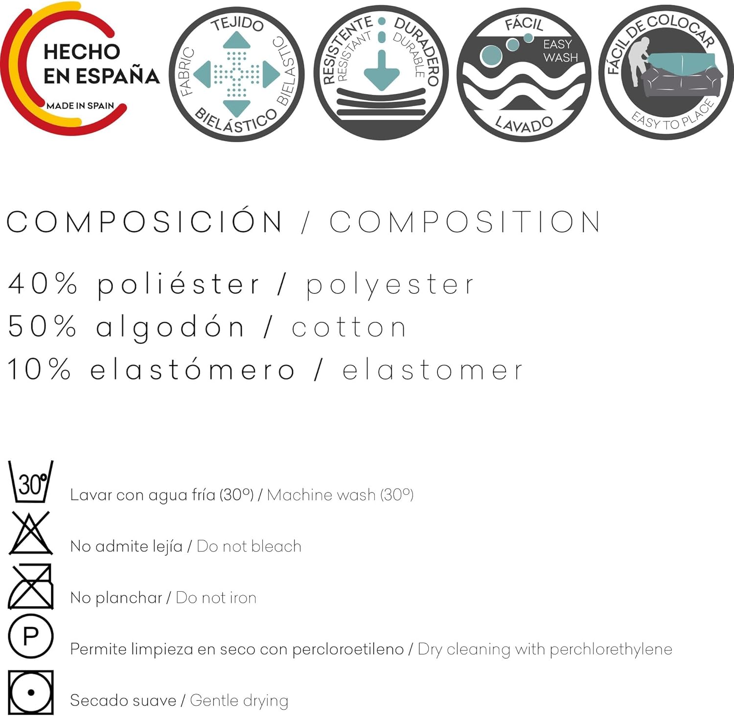 ECOMMERC3 Copridivano Bielastico 4 Posti, Blu - immagine 6