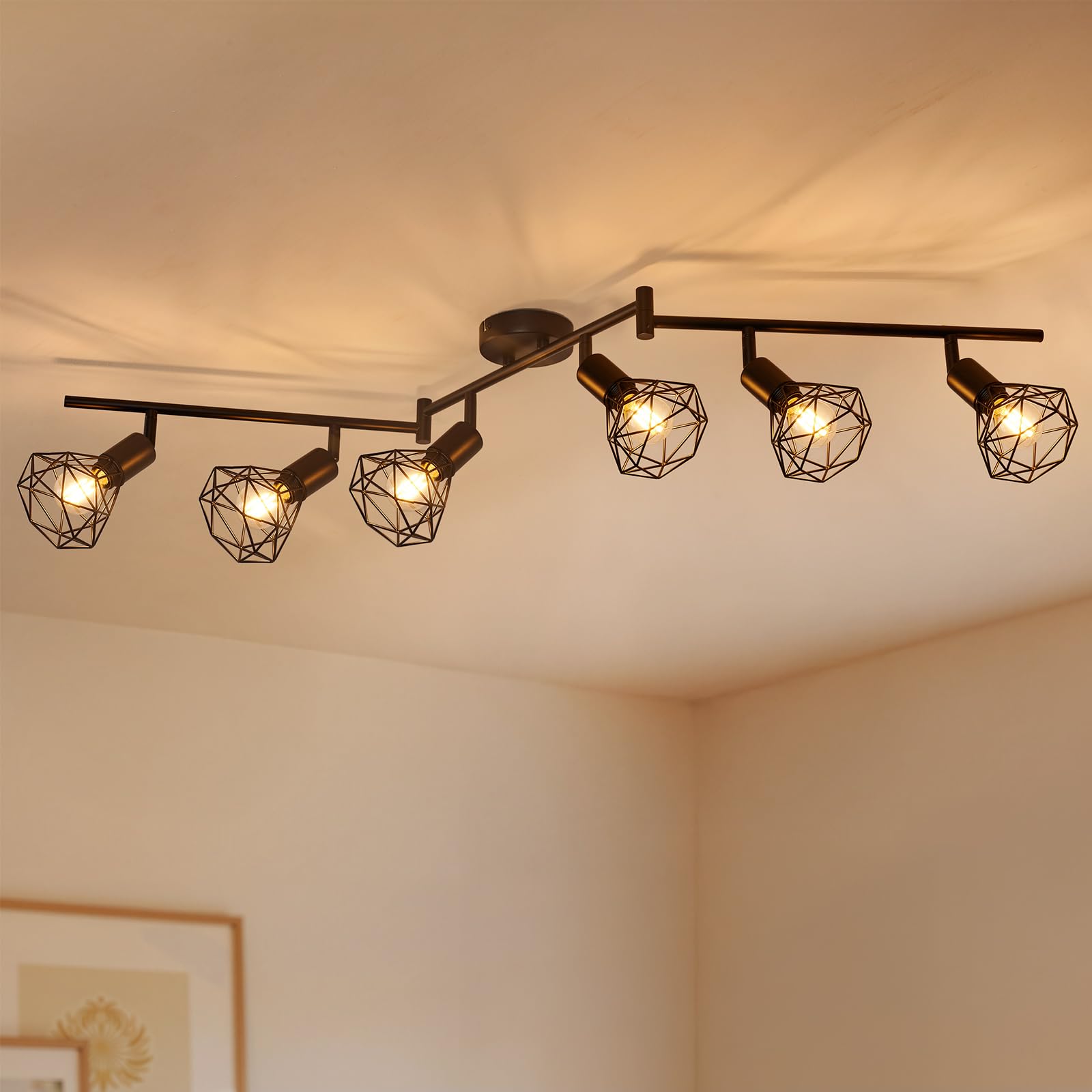 Faretti LED Soffitto 6 Luci Industriale Vintage Nero