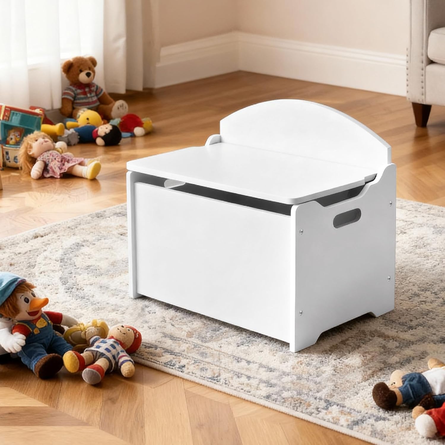 VEVOR Baule Portagiochi con Coperchio 597x368x545mm, Bianco - immagine 8