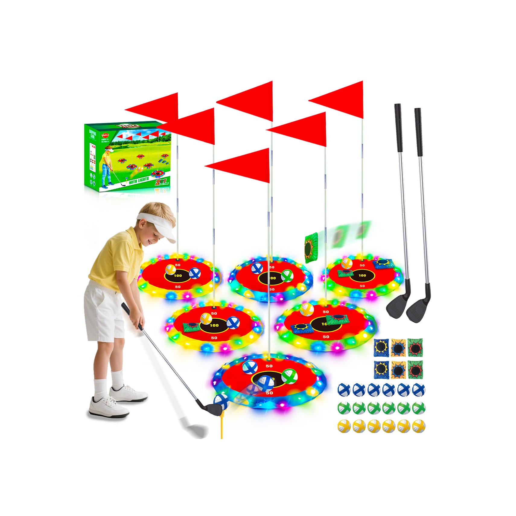 VATOS Set da Golf Luminoso 2 in 1 per Bambini