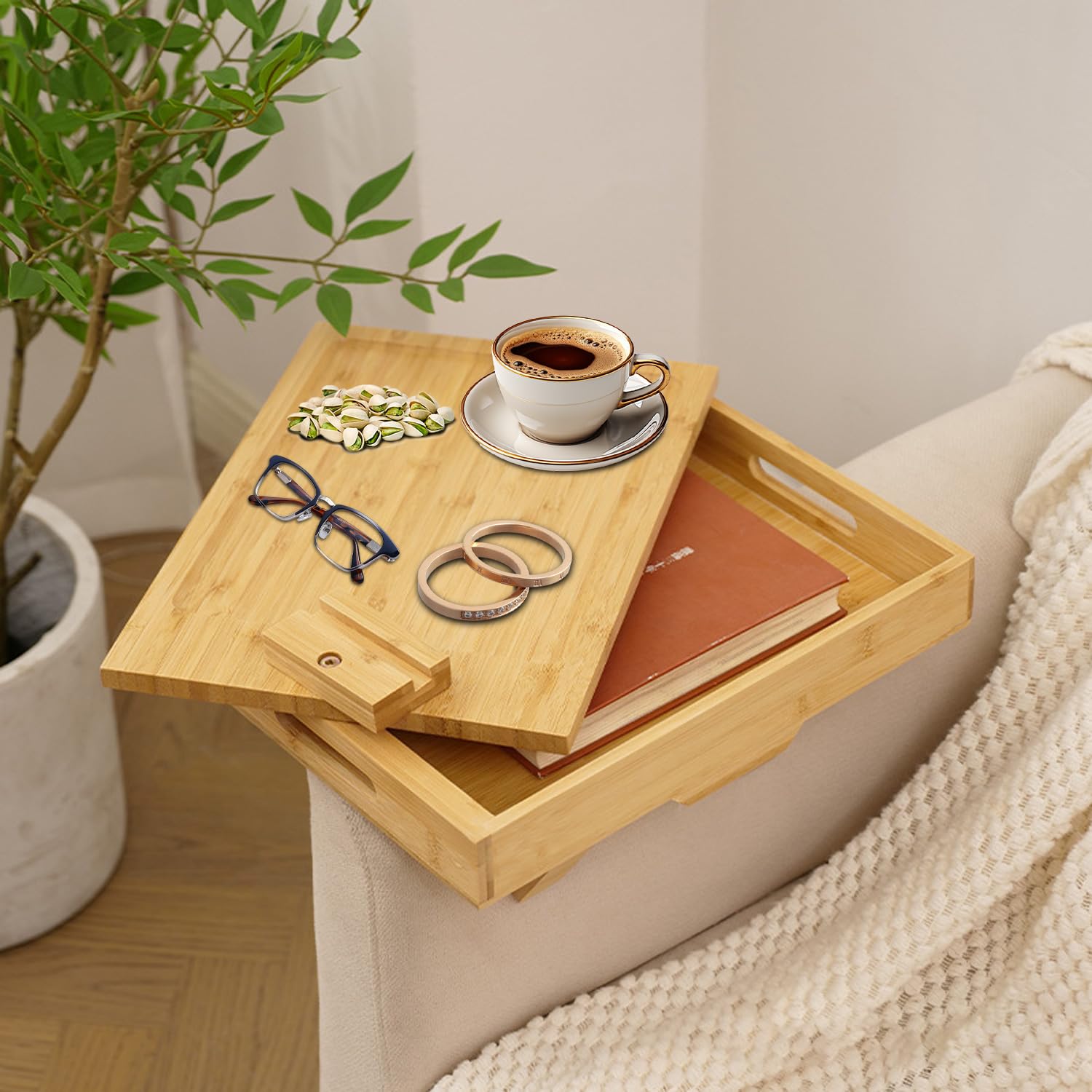 Braccioli da Divano Vassoio Flessibile in Bambù