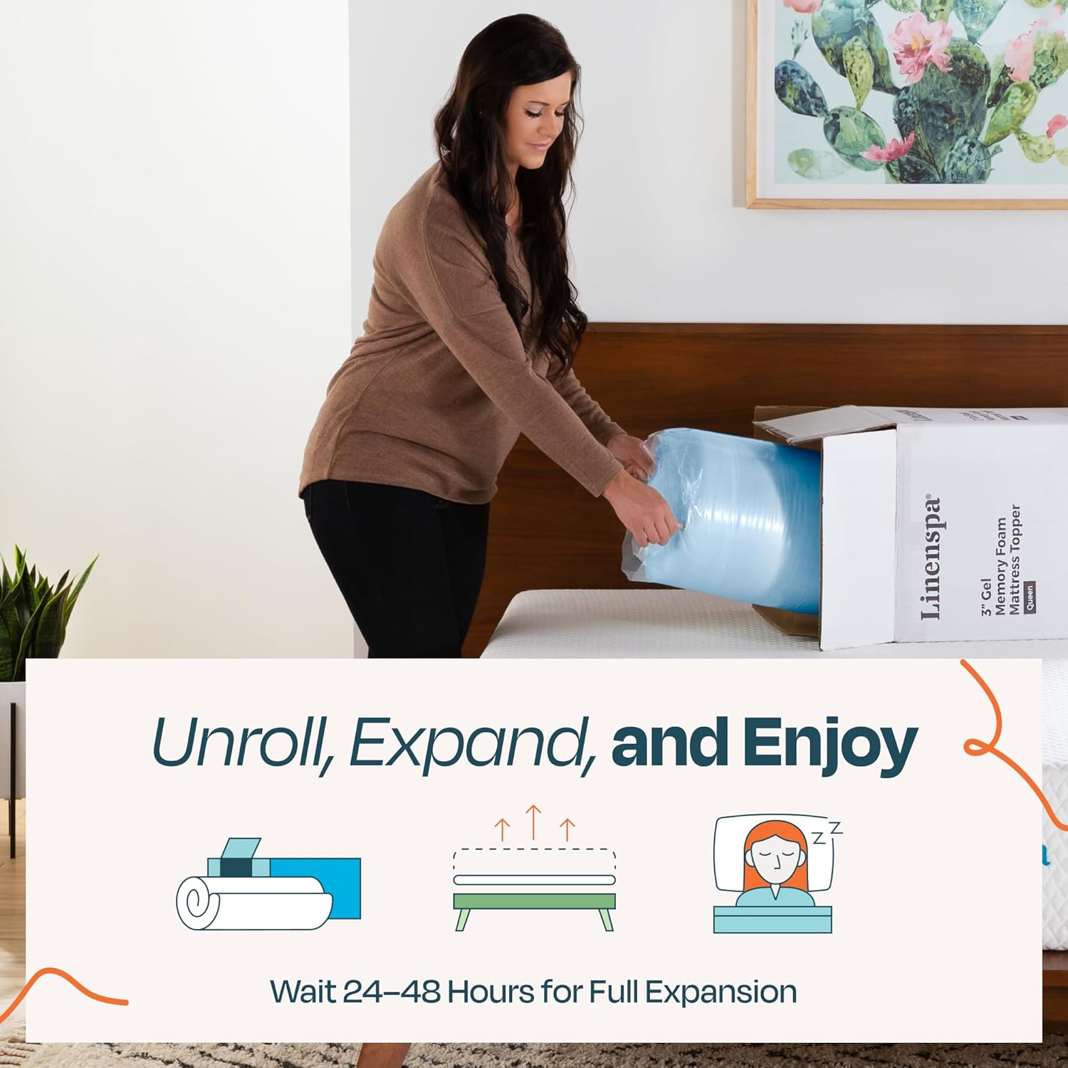 Linenspa - Coprimaterasso in memory foam, 7,6 cm, Queen - immagine 6