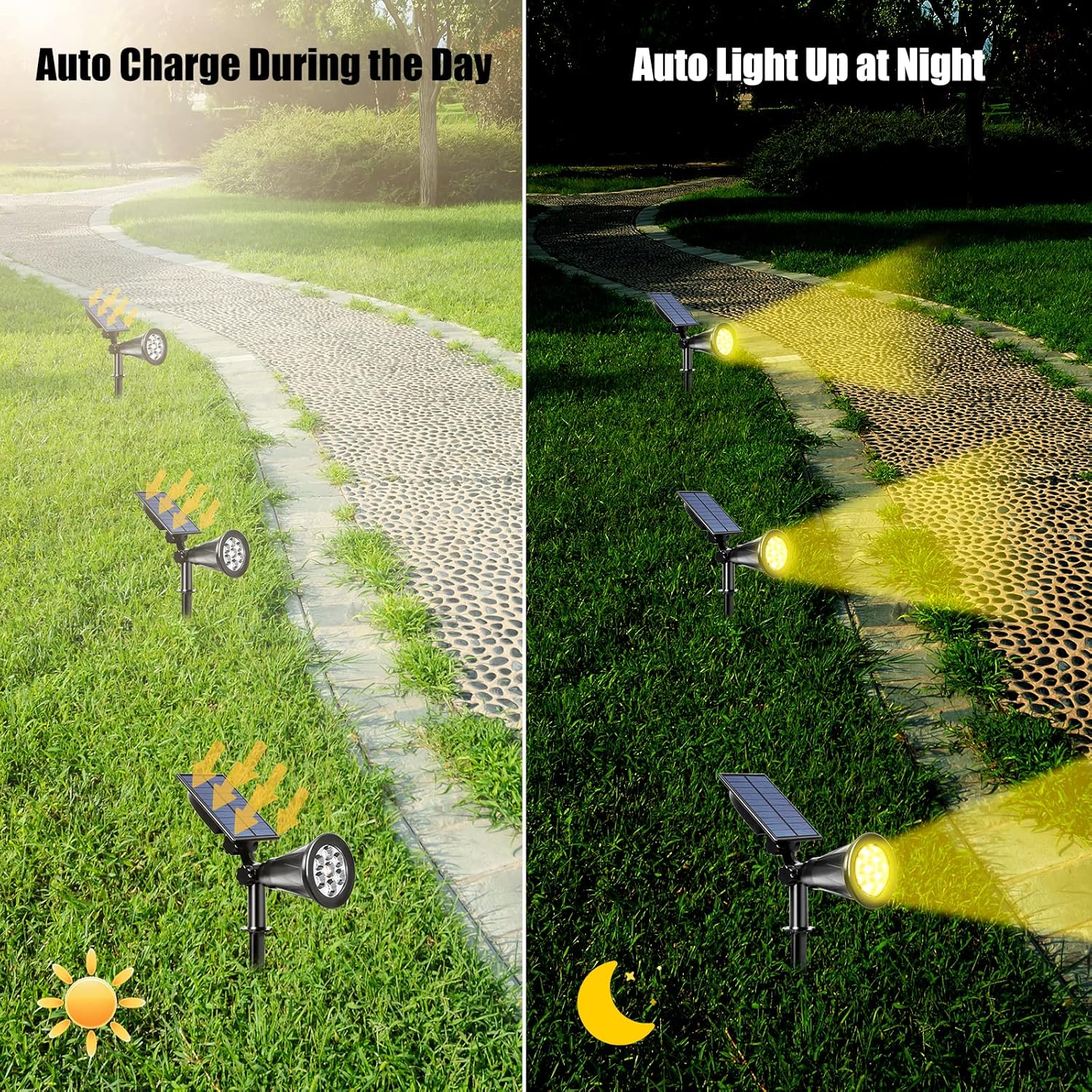 T-sun Faretto Solare da Esterno (2 Pack), Giallo - immagine 4