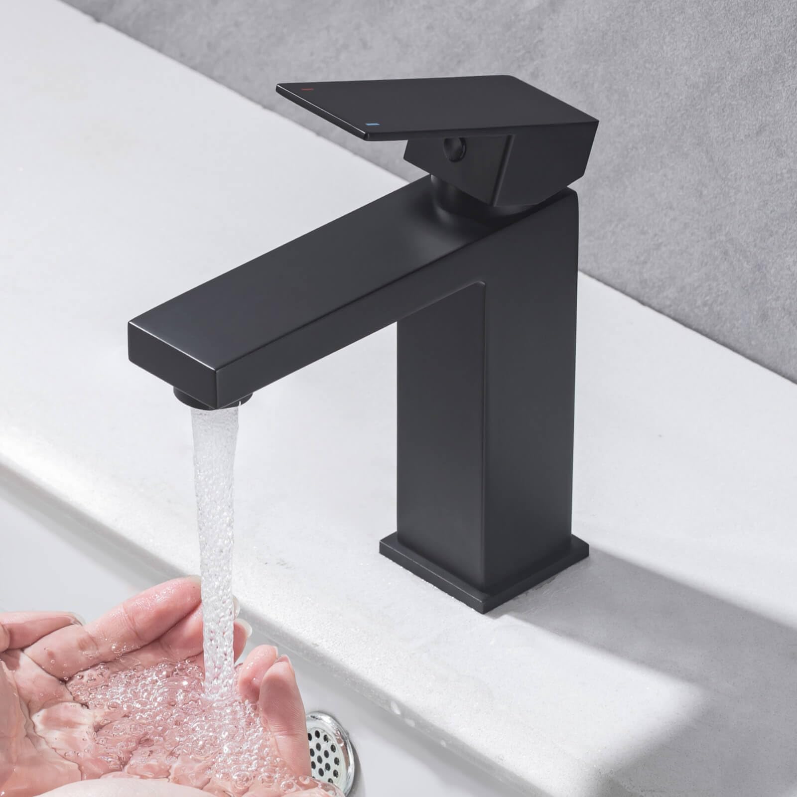 Bunthaus Rubinetto Lavabo Nero in Acciaio Inox