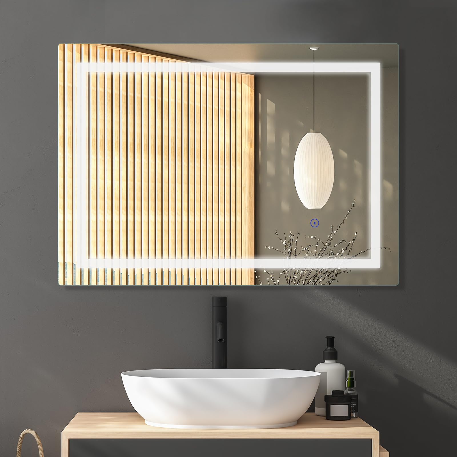 Sanitemodar Specchio Bagno LED 80 x 100 cm, Luce Bianca, Interruttore Touch