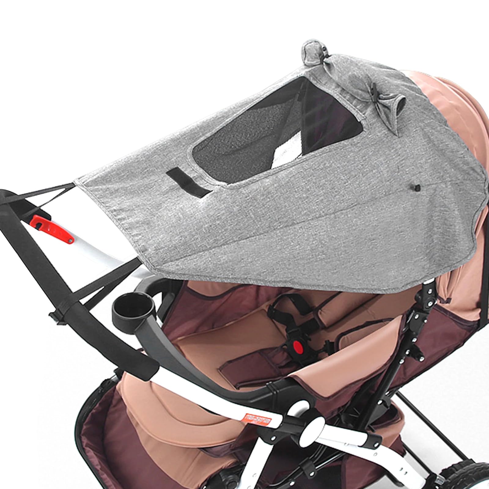 parasole passeggino universale con protezione UV 50+ e impermeabile, parasole ovetto universale - ombrellino parasole passeggino con finestrella e alette parasole, grigio