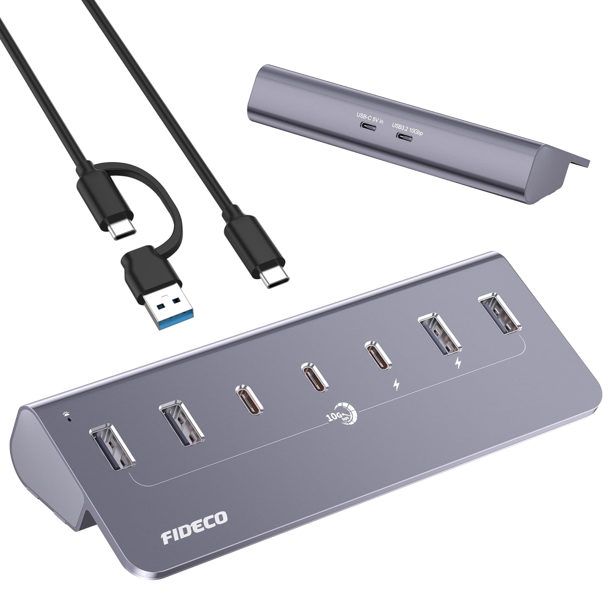 Fideco Hub USB Alimentato 7 Porte USB 3.2 Gen 2